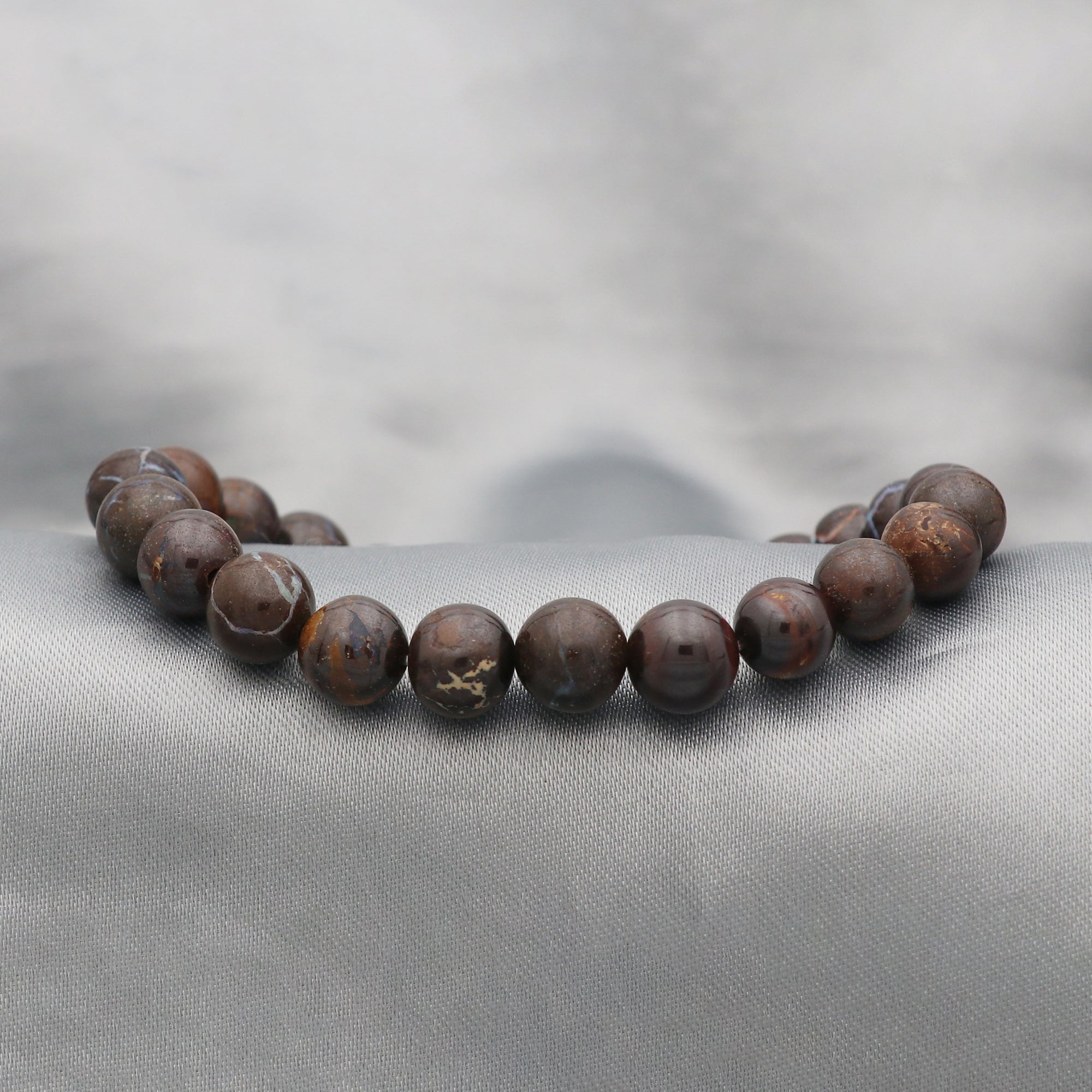 Natural Boulder Opal Polished Round Bead Bracelet Handmade Jewelry 108 Ct