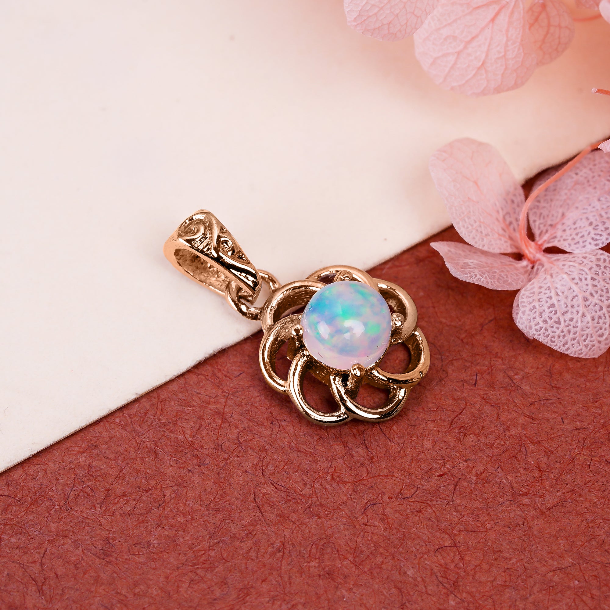 Round Opal Pendant Necklace 5mm Cabochon Gemstone 925 Sterling Silver Dainty Jewelry Gift for Her