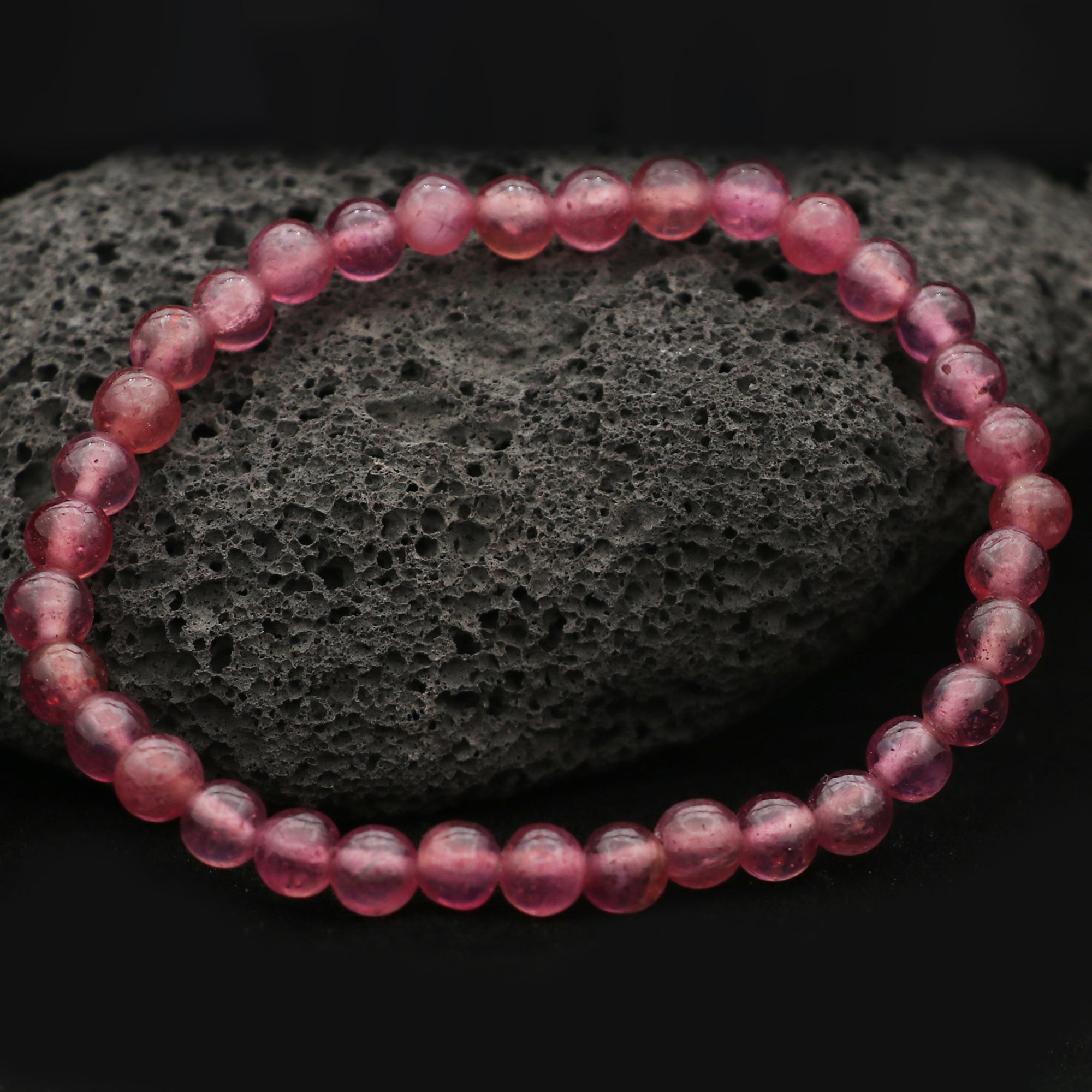 Natural Pink Sapphire Bracelet Round Plain Gemstone Beads Handmade 67 Ct