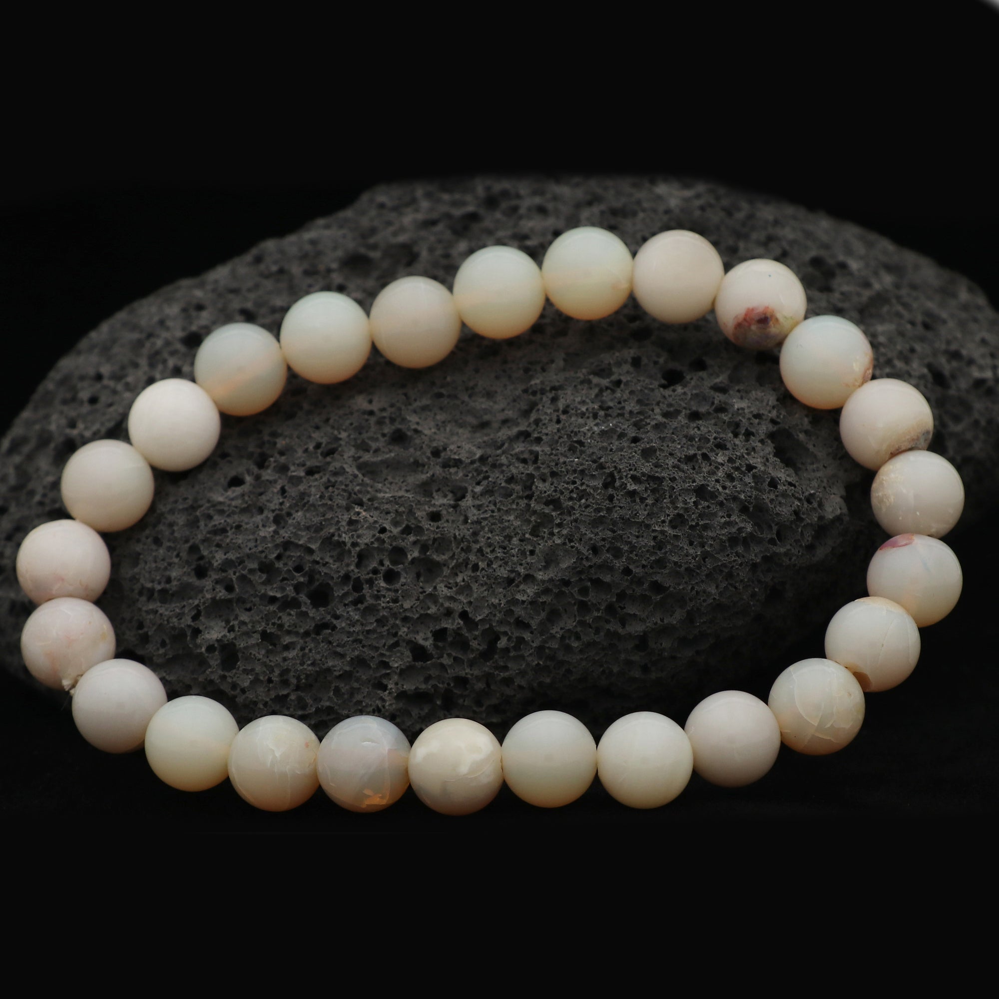 Natural Australian Opal Beaded Bracelet 8mm Round Gemstone 69 Ct Handmade Jewelry