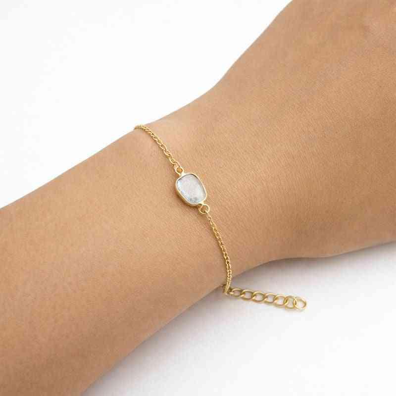 Flash Labradorite Rose-Cut Bracelet in Solid 925 Sterling Silver Gemstone Bracelets