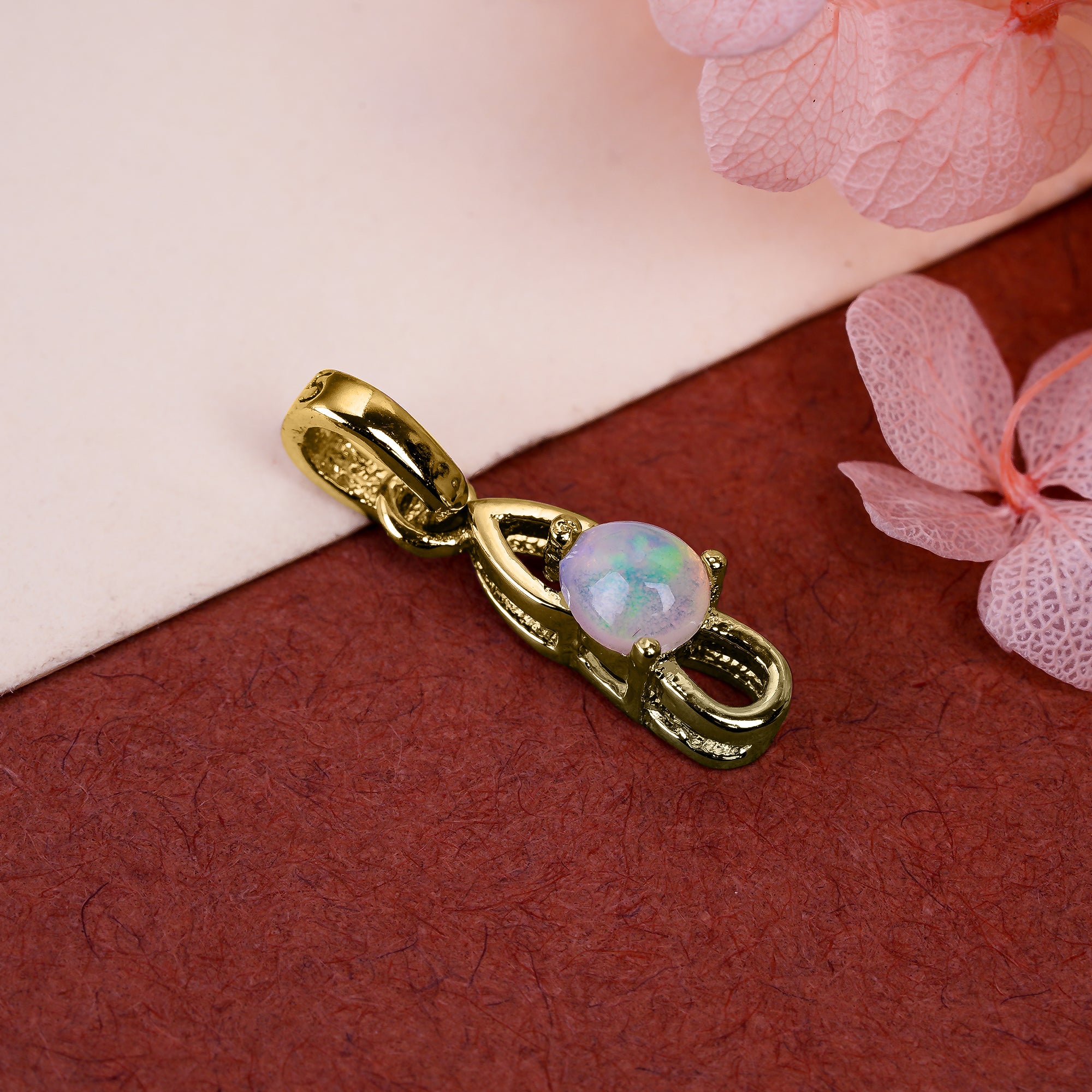 Fire Opal Teardrop Necklace 5x4mm Pear Cabochon Pendant in 925 Silver Artisan Gemstone Jewelry