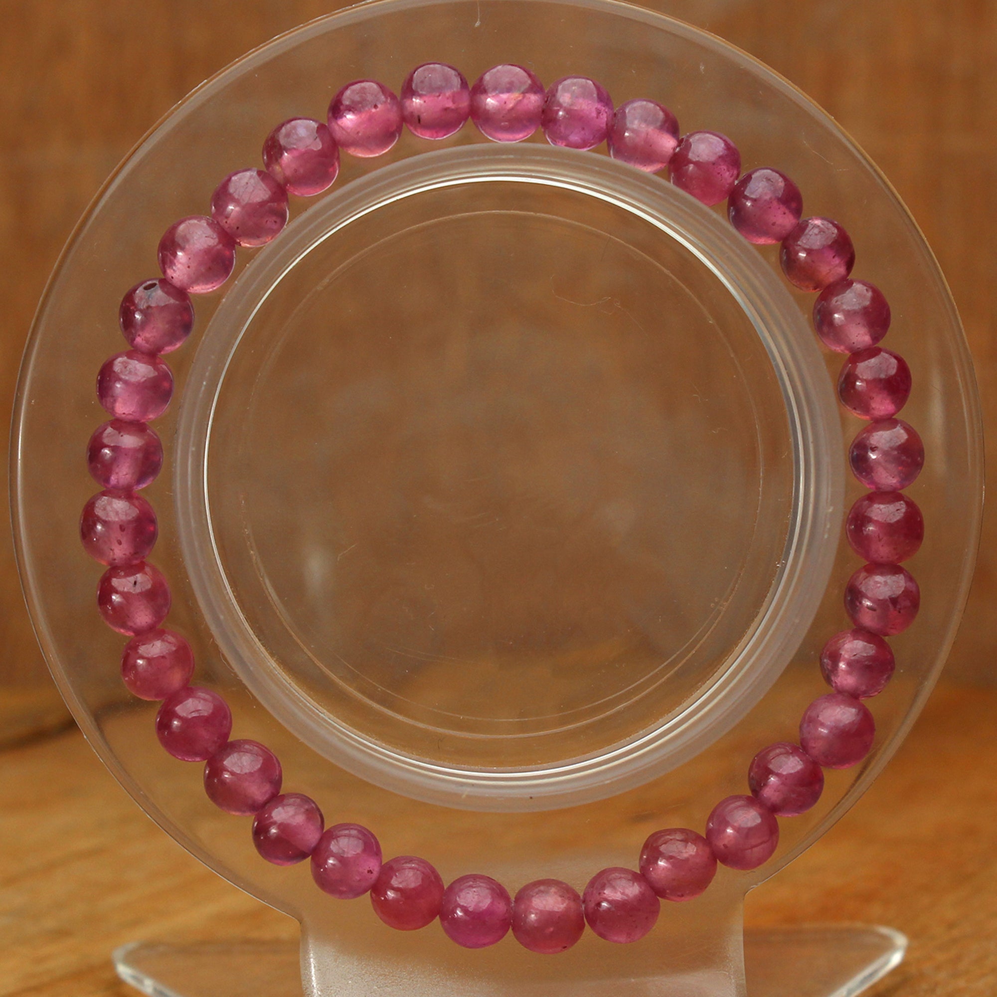 Natural Pink Sapphire Bracelet Round Plain Gemstone Beads Handmade 67 Ct