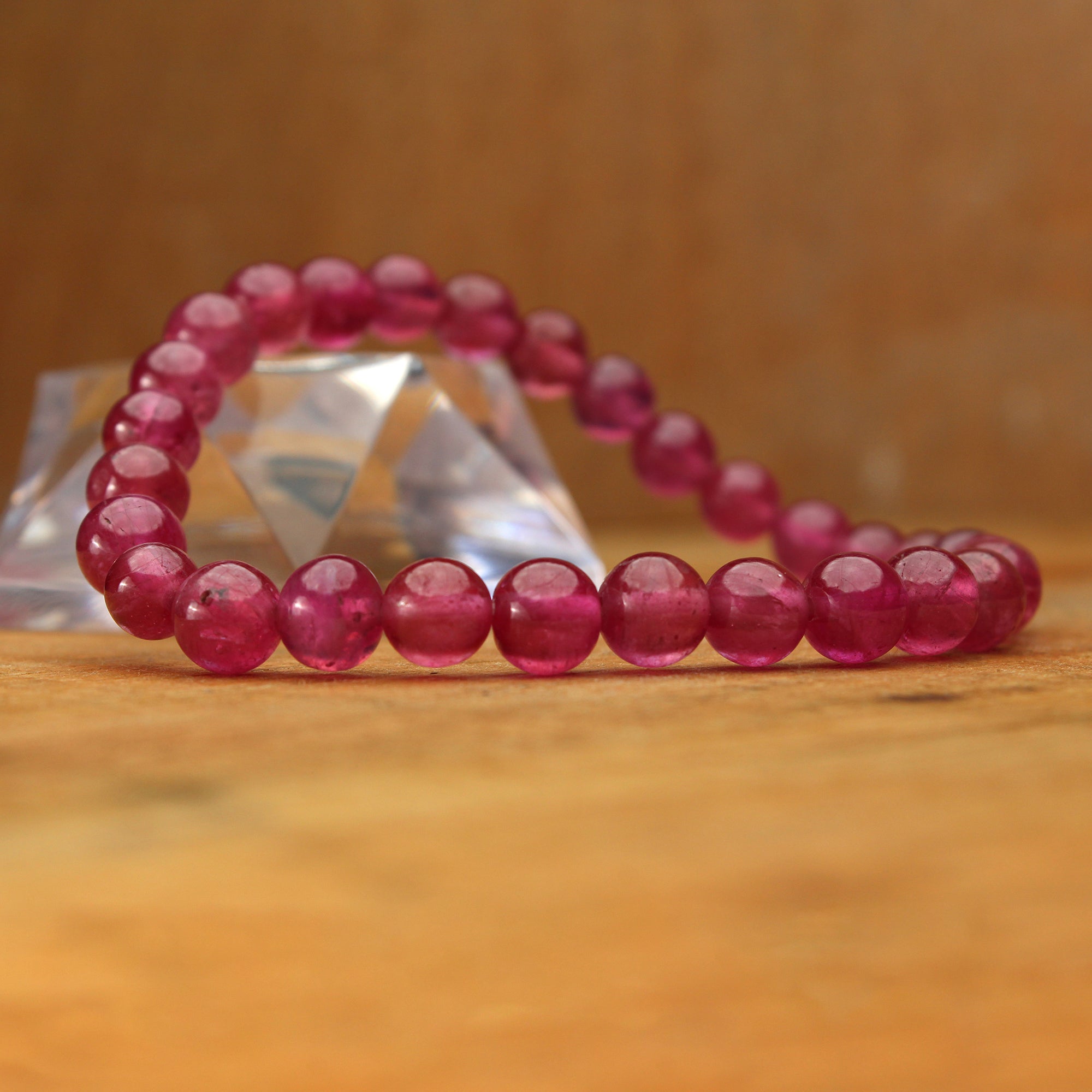 Natural Pink Sapphire Bracelet Round Plain Gemstone Beads Handmade 117 Ct