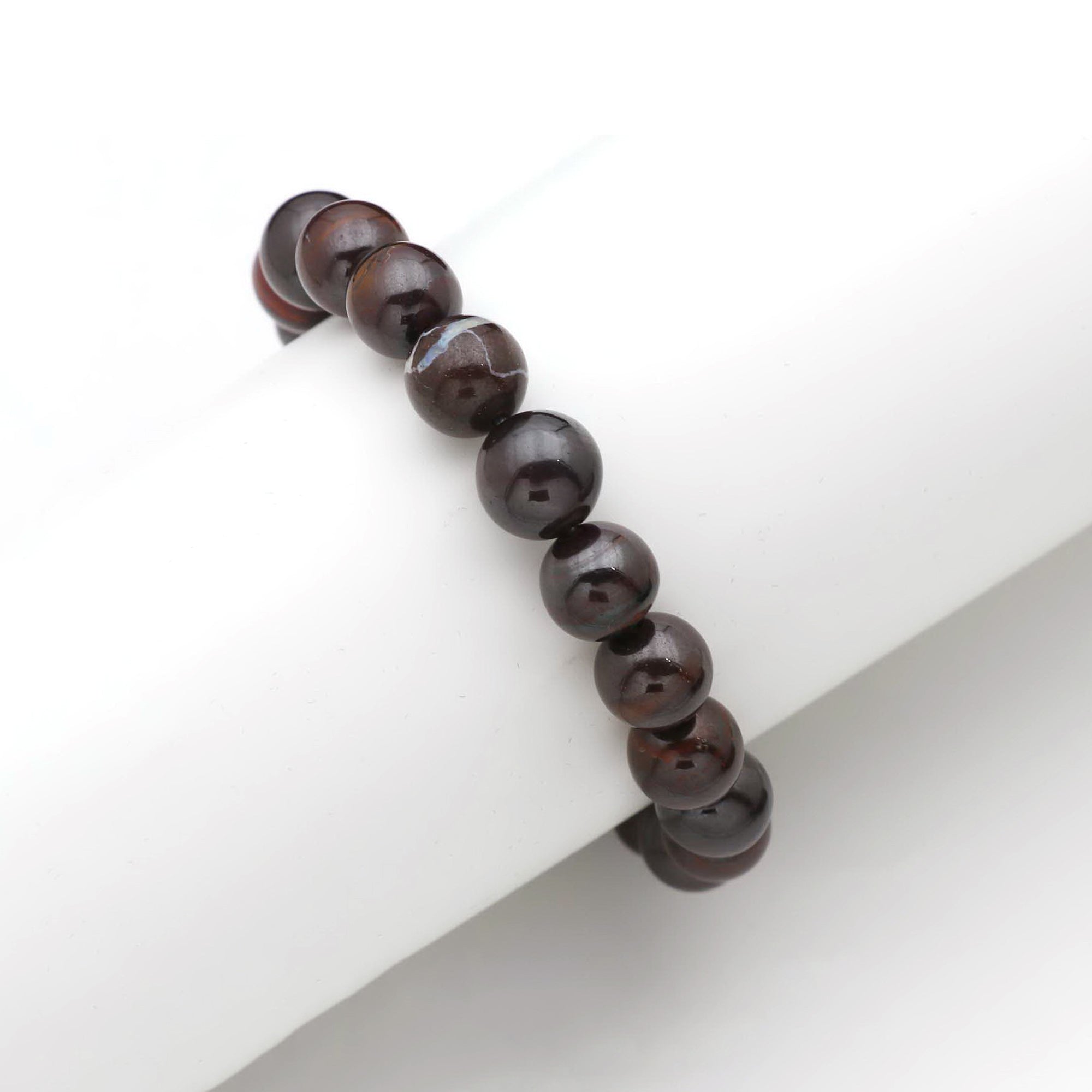 Natural Boulder Opal Polished Round Bead Bracelet Handmade Jewelry 155 Ct