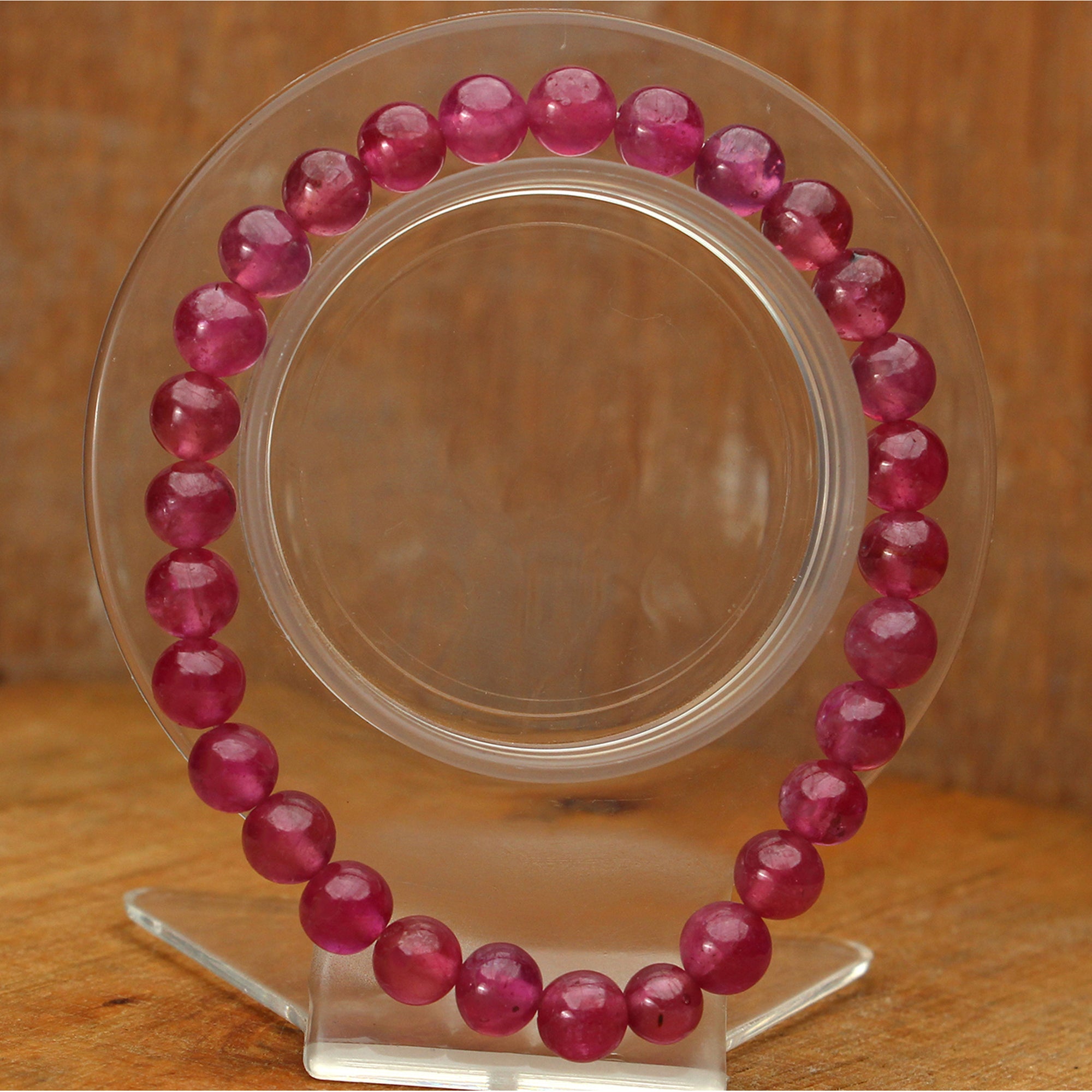 Natural Pink Sapphire Bracelet Round Plain Gemstone Beads Handmade 117 Ct