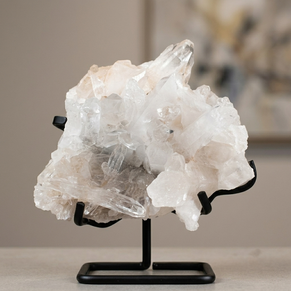 White Pink Quartz Crystal Cluster Energy Himalayan Display Healing Natural Piece