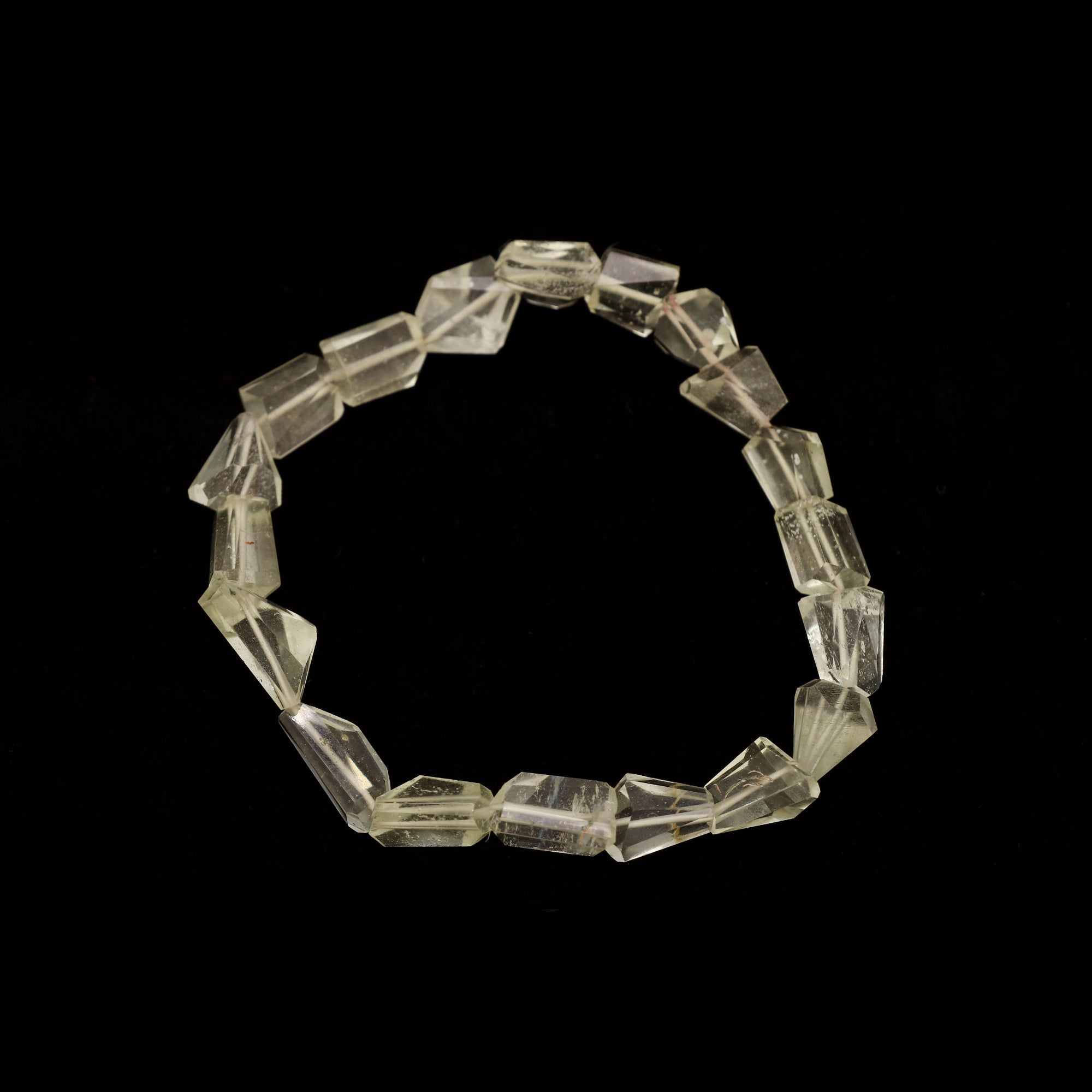 Natural Desert Libyan Glass bracelet with fancy faceted gemstone beads handmade 55 carat stretch bracelet.