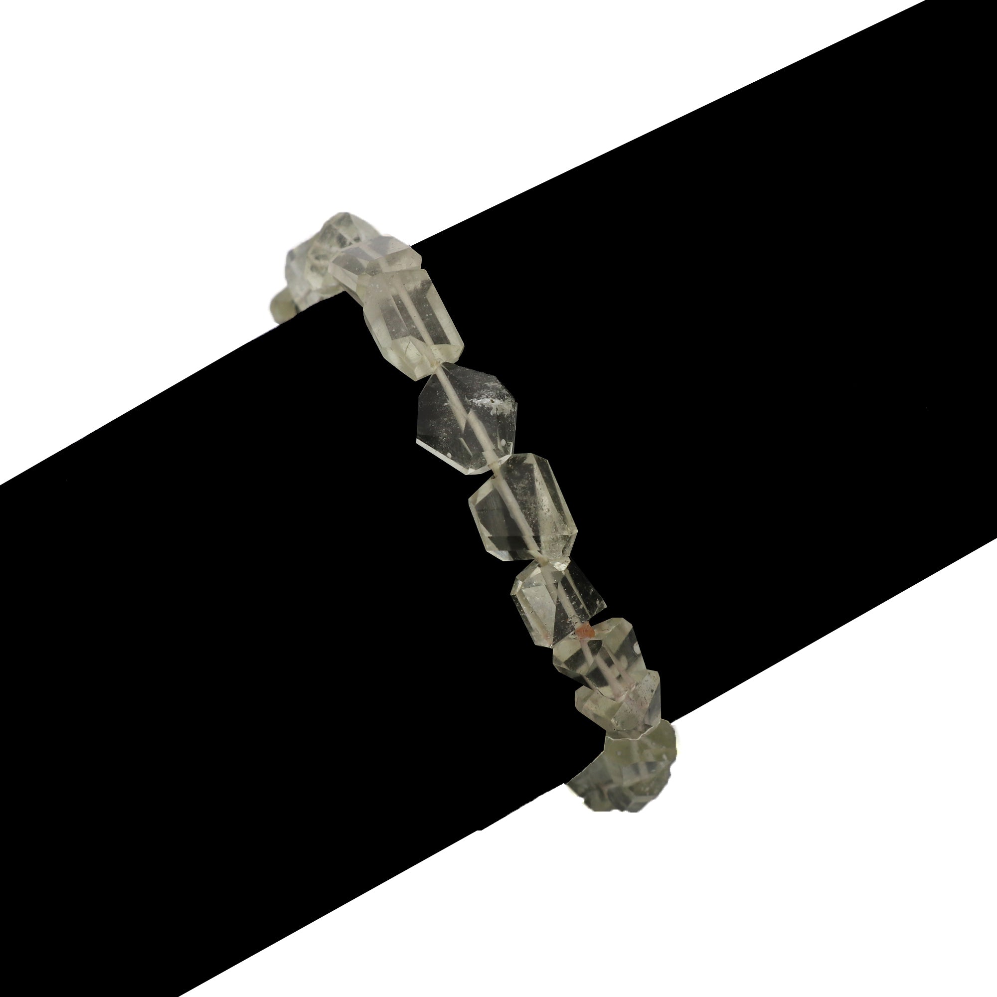 Natural Desert Libyan Glass bracelet with fancy faceted gemstone beads handmade 55 carat stretch bracelet.