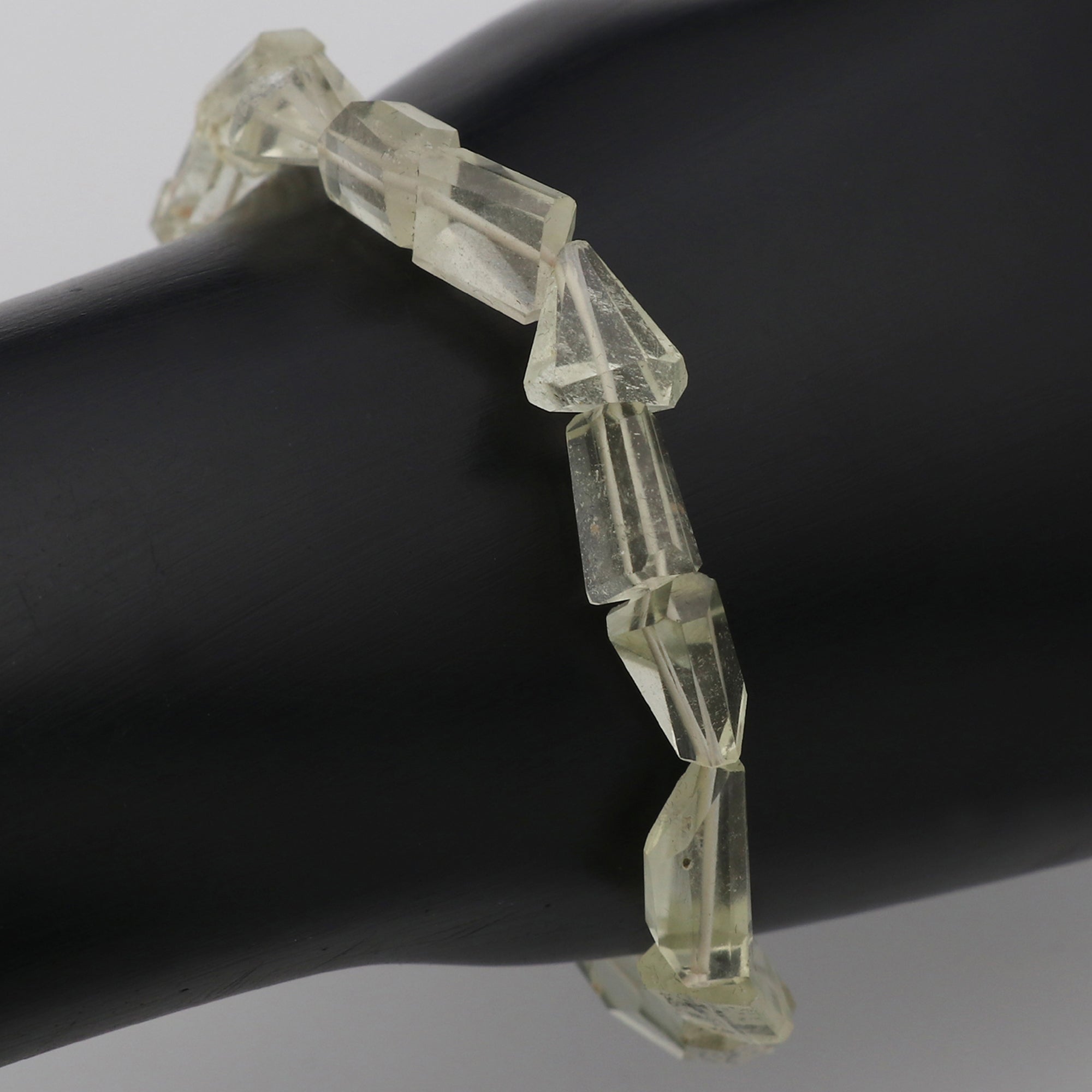 Natural Desert Libyan Glass bracelet with fancy faceted gemstone beads handmade 55 carat stretch bracelet.