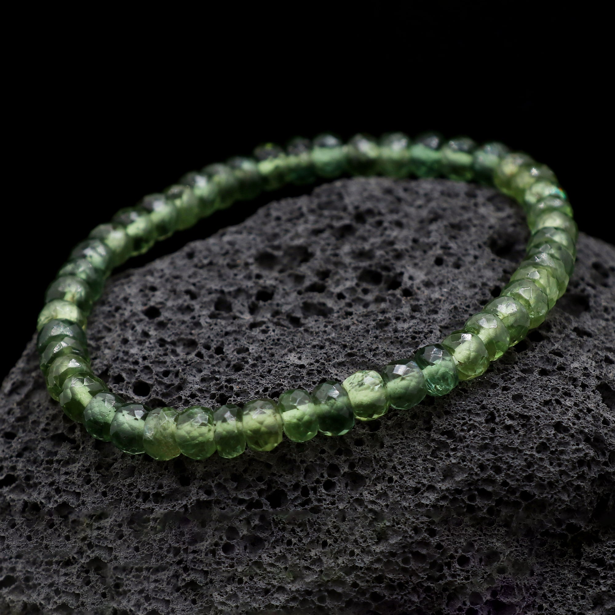 Natural Green Apatite Rondelle Faceted Bracelet Handmade Gemstone Jewelry 67 Ct