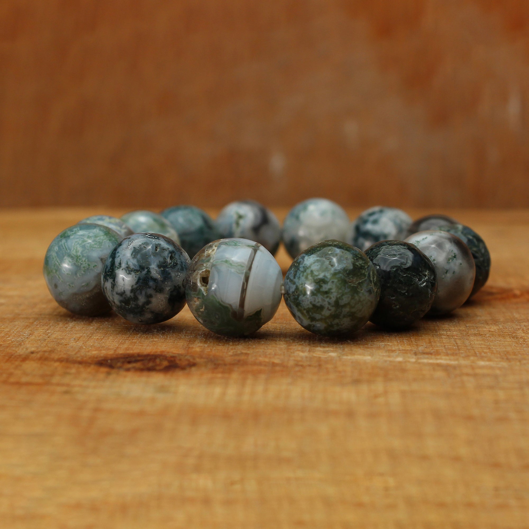 Natural Moss Green Opal Bracelet Round Plain Gemstone Beads Handmade 239 Ct