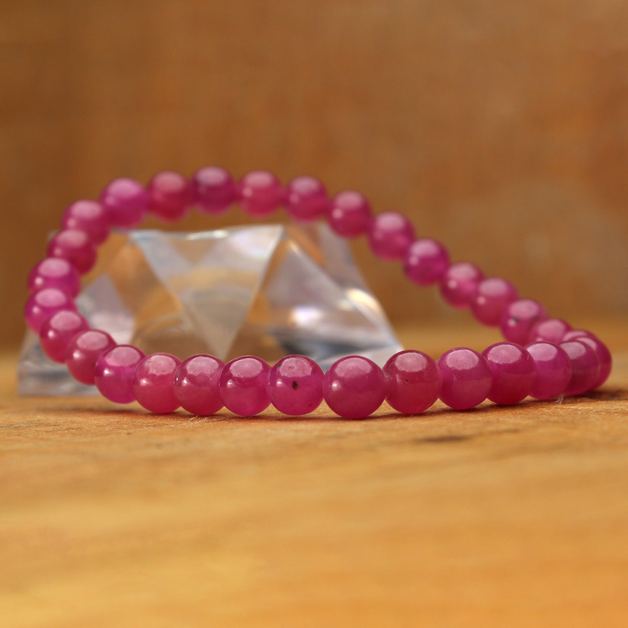 Natural Pink Sapphire Bracelet Round Plain Gemstone Beads Handmade 89 Ct