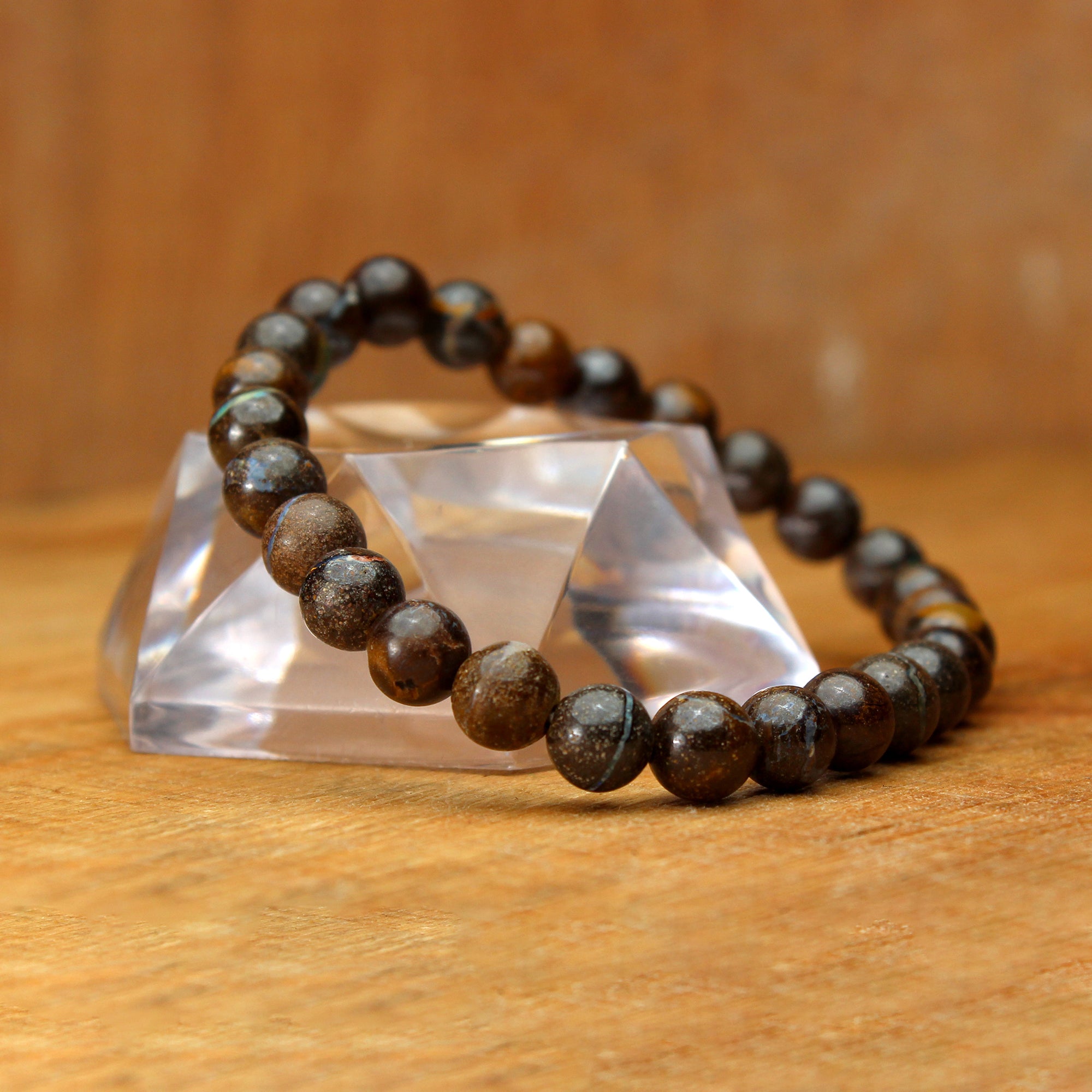 Natural Boulder Opal Smooth Round Bead Bracelet Handmade Jewelry 70 Ct