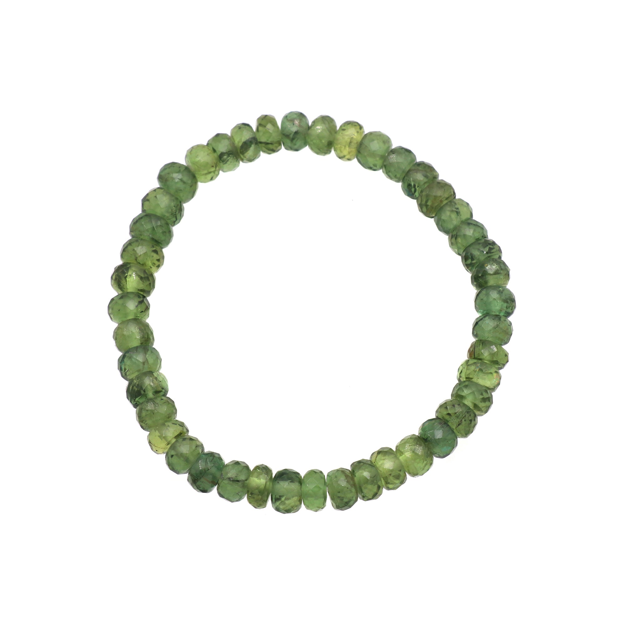 Natural Green Apatite Bracelet Rondelle Faceted Gemstone Beads Handmade 87 Ct
