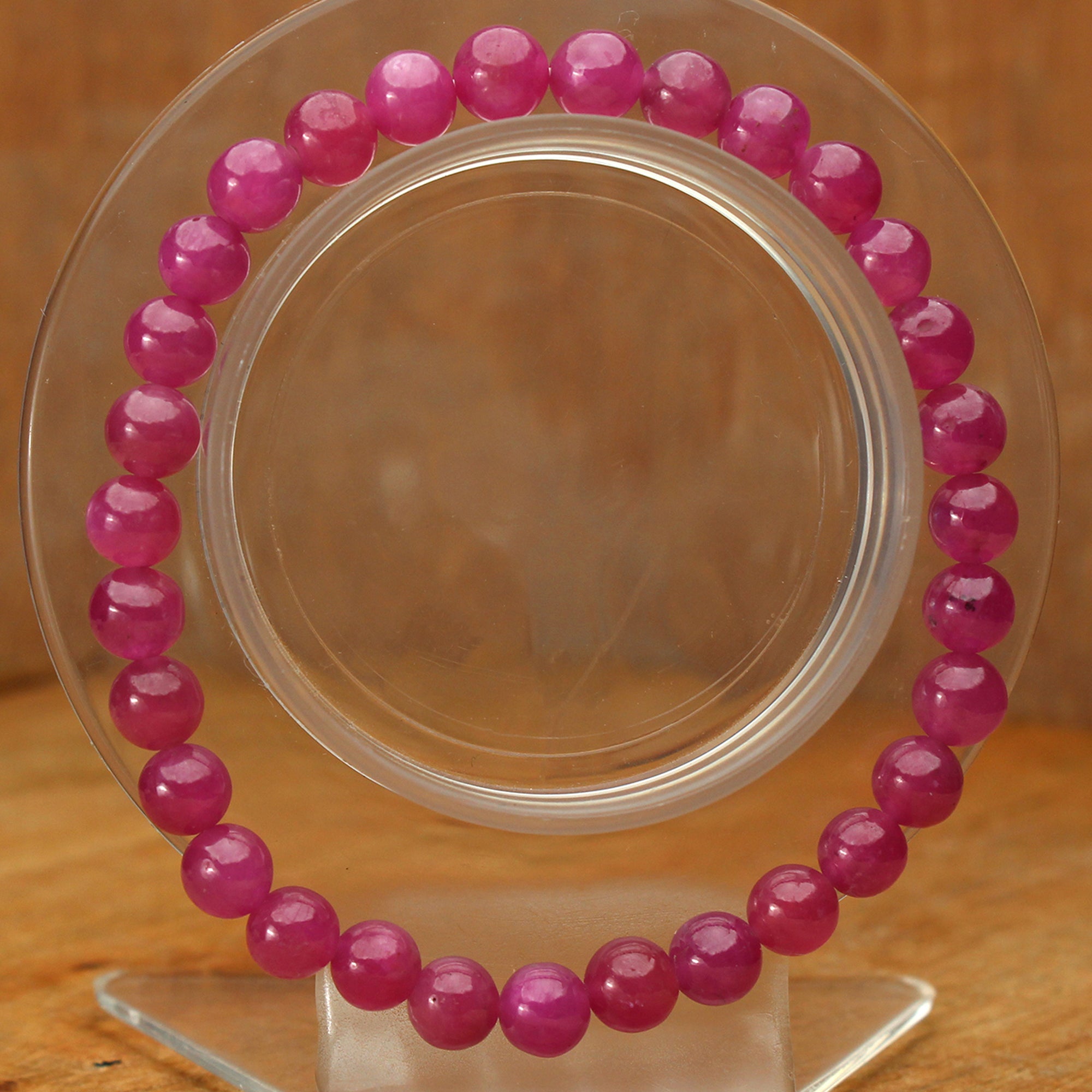 Natural Pink Sapphire Bracelet Round Plain Gemstone Beads Handmade 89 Ct