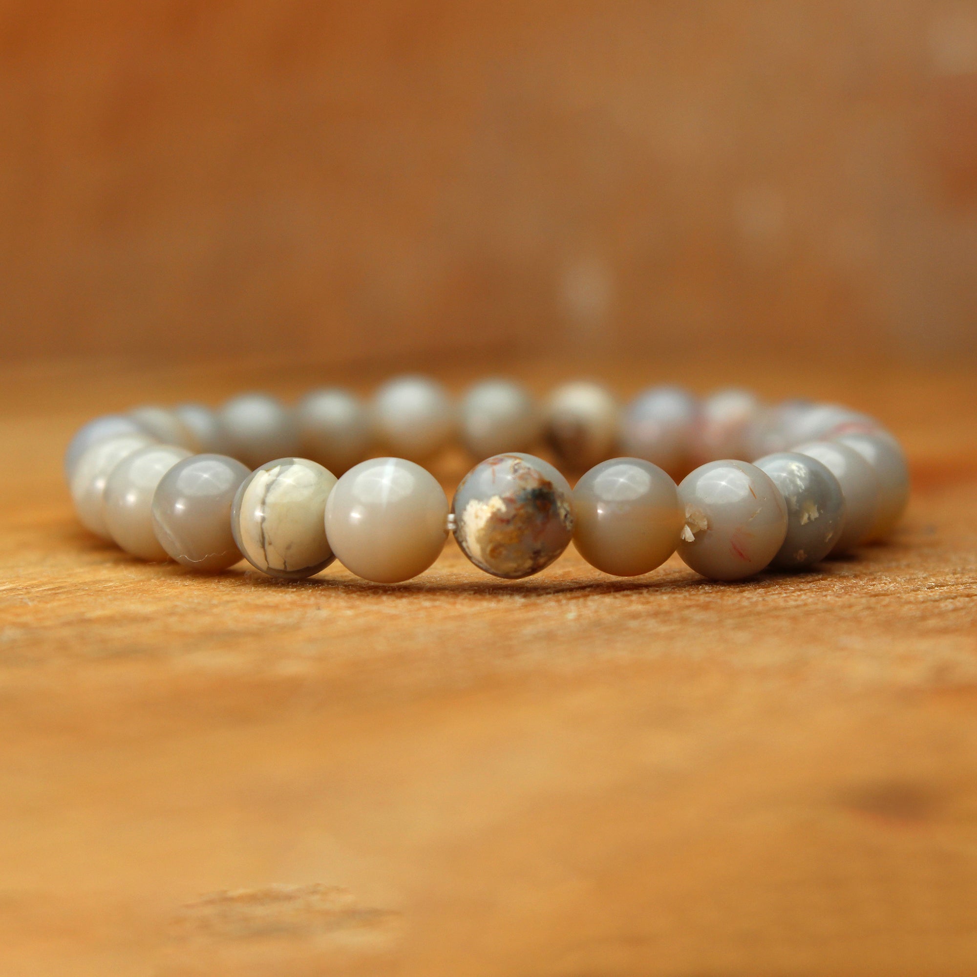 Australian Opal Gem Bracelet Smooth Round Beads Handmade October Jewelry 68 Ct