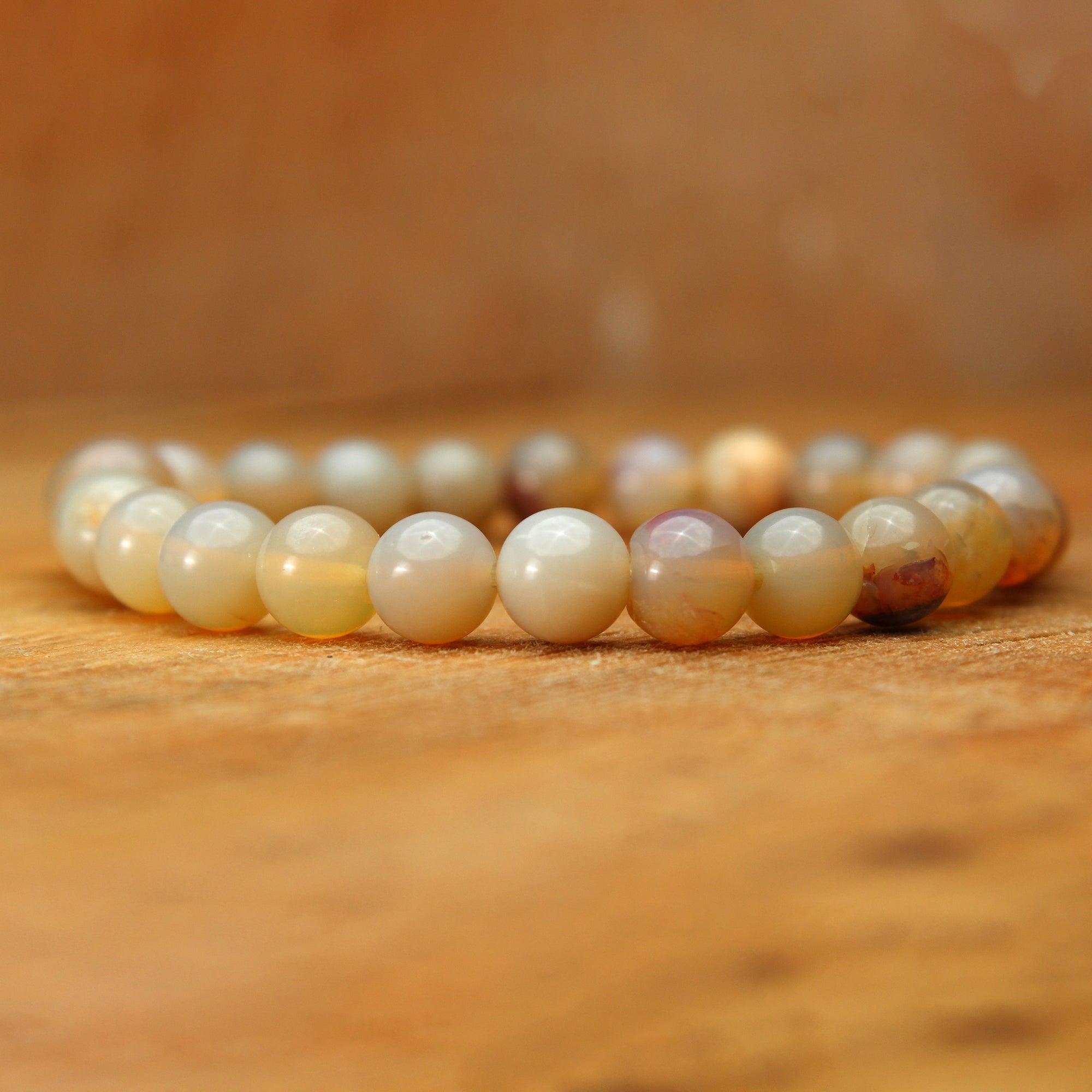 Lustrous Australian Opal Bracelet Natural Round Beads Handcrafted Jewelry 70 Ct