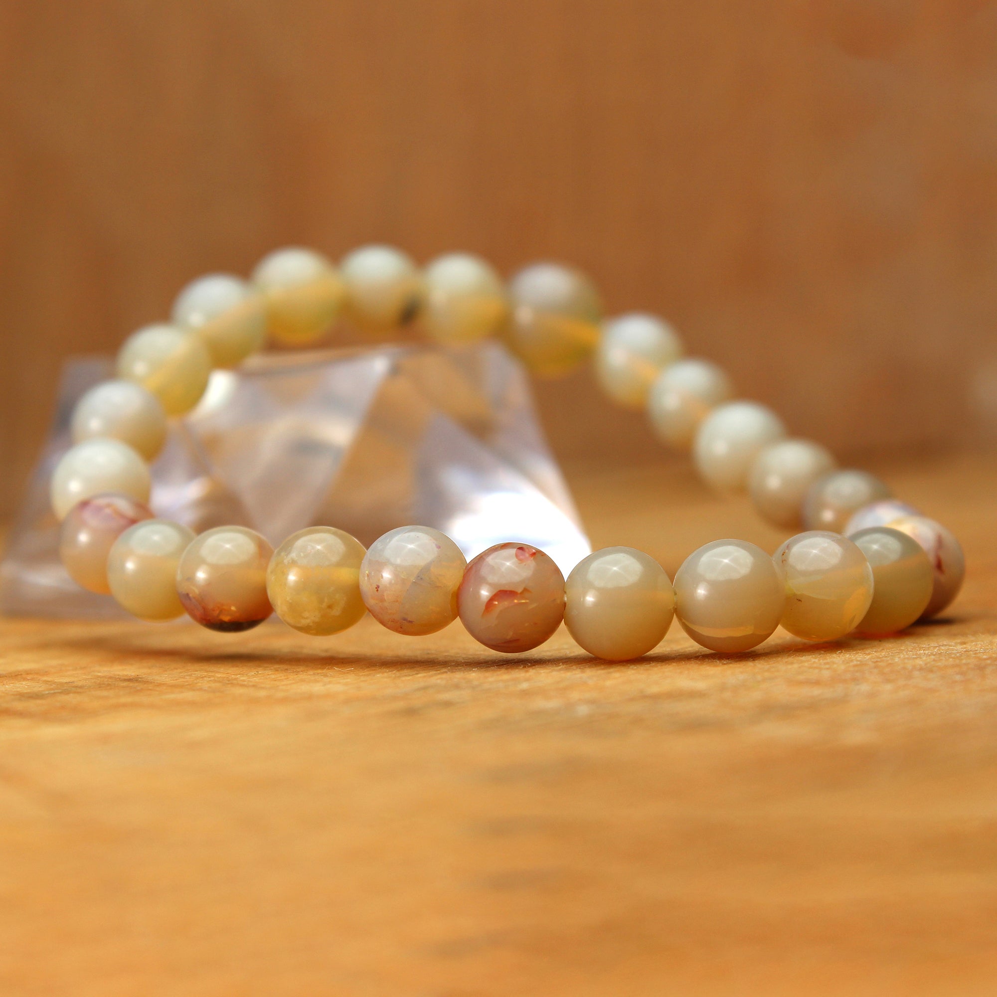 Lustrous Australian Opal Bracelet Natural Round Beads Handcrafted Jewelry 70 Ct