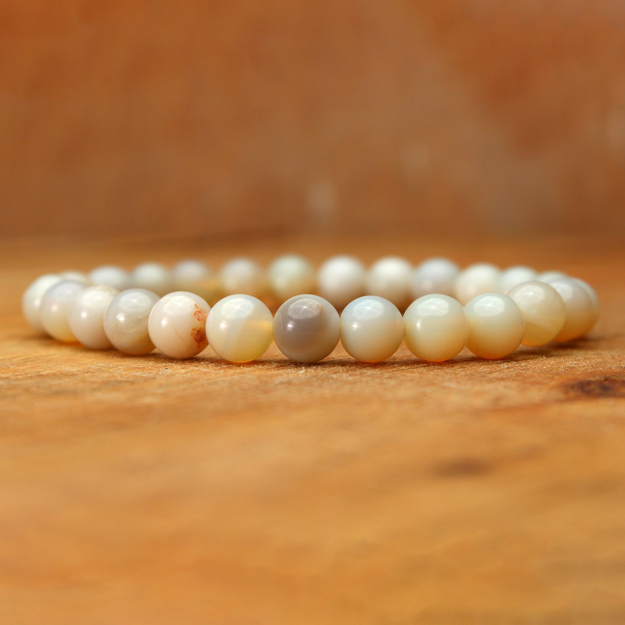 Distinctive Australian Opal Bracelet Round Polished Beads Handmade 66 Ct