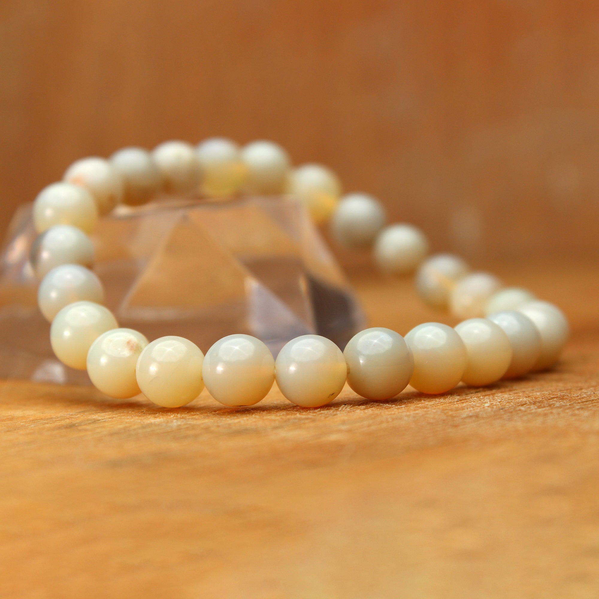 Distinctive Australian Opal Bracelet Round Polished Beads Handmade 66 Ct