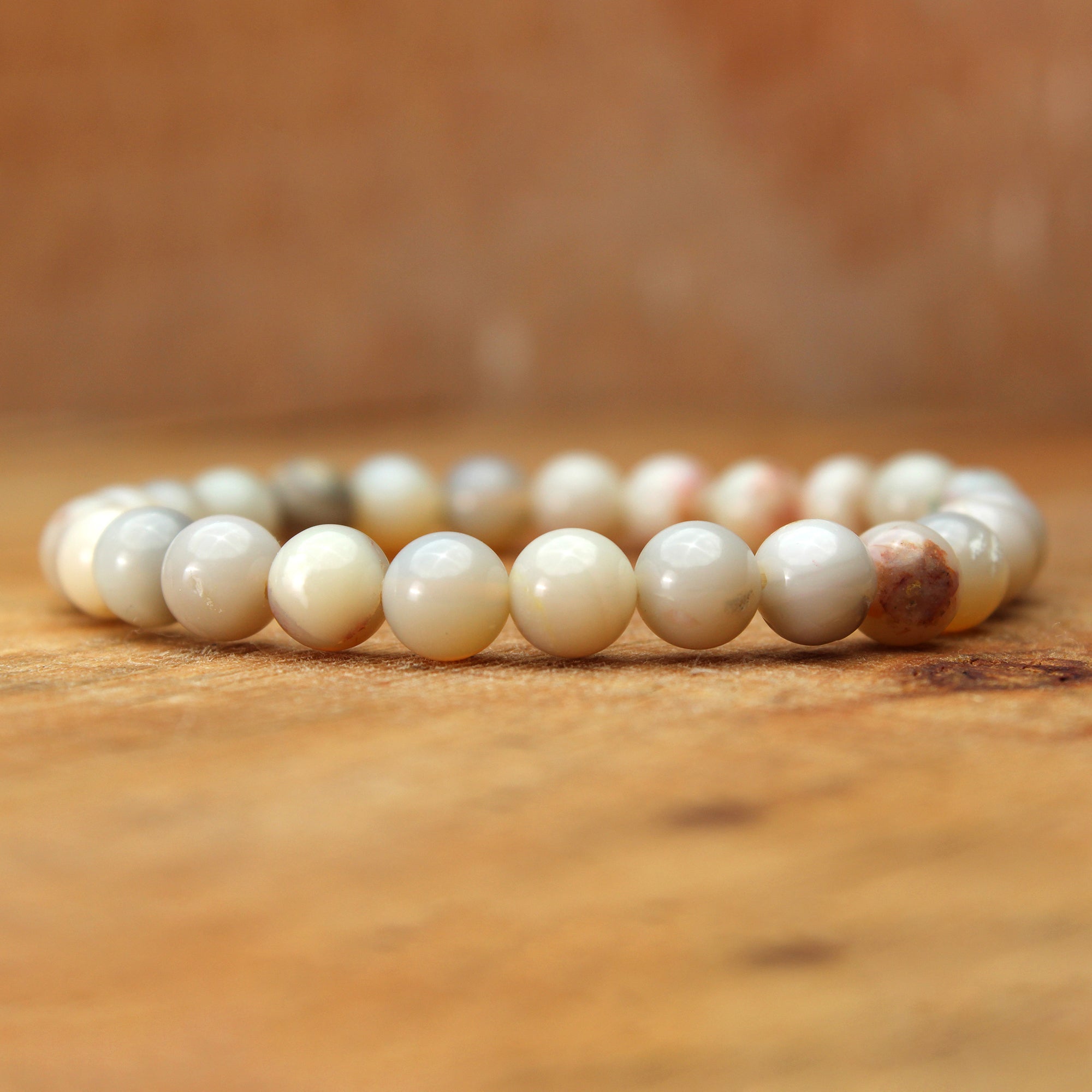 Australian Opal Beaded Bracelet Round Gemstone October Birthstone Gift 70 Ct