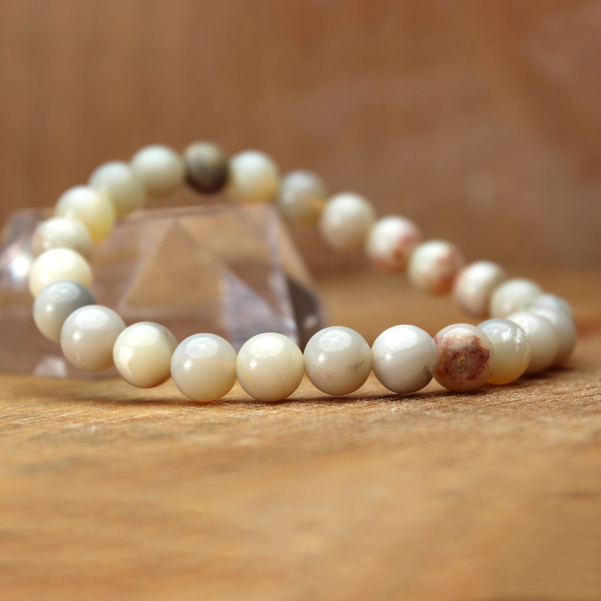 Australian Opal Beaded Bracelet Round Gemstone October Birthstone Gift 70 Ct