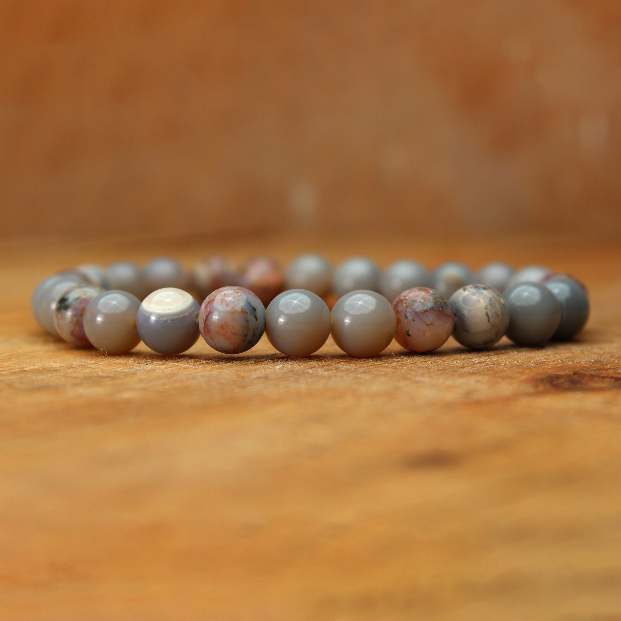 Australian Opal Stack Bracelet Polished Round Beads October Birthstone 68 Ct