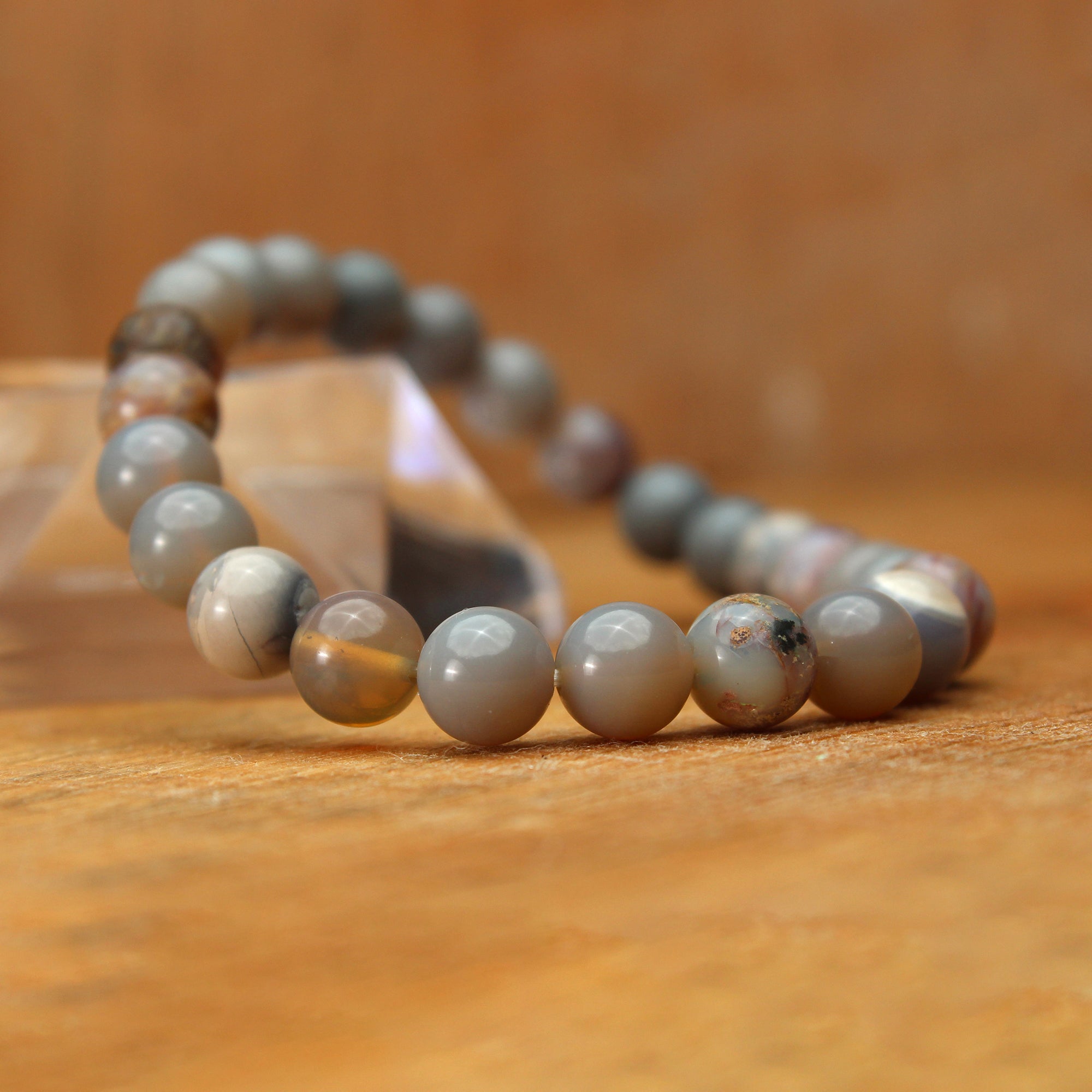 Australian Opal Stack Bracelet Polished Round Beads October Birthstone 68 Ct