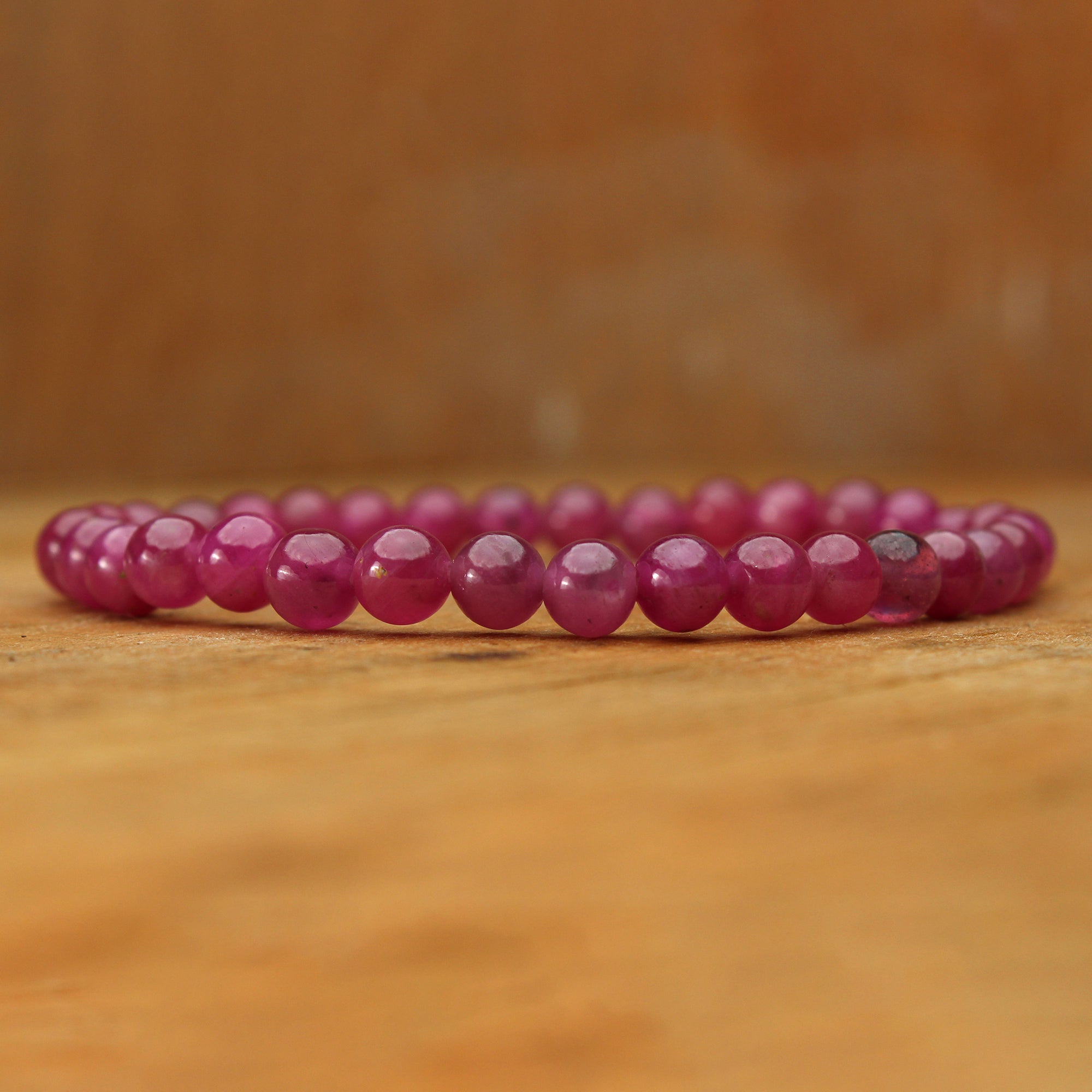 Natural Pink Sapphire Bracelet Round Plain Gemstone Beads Handmade 72 Ct