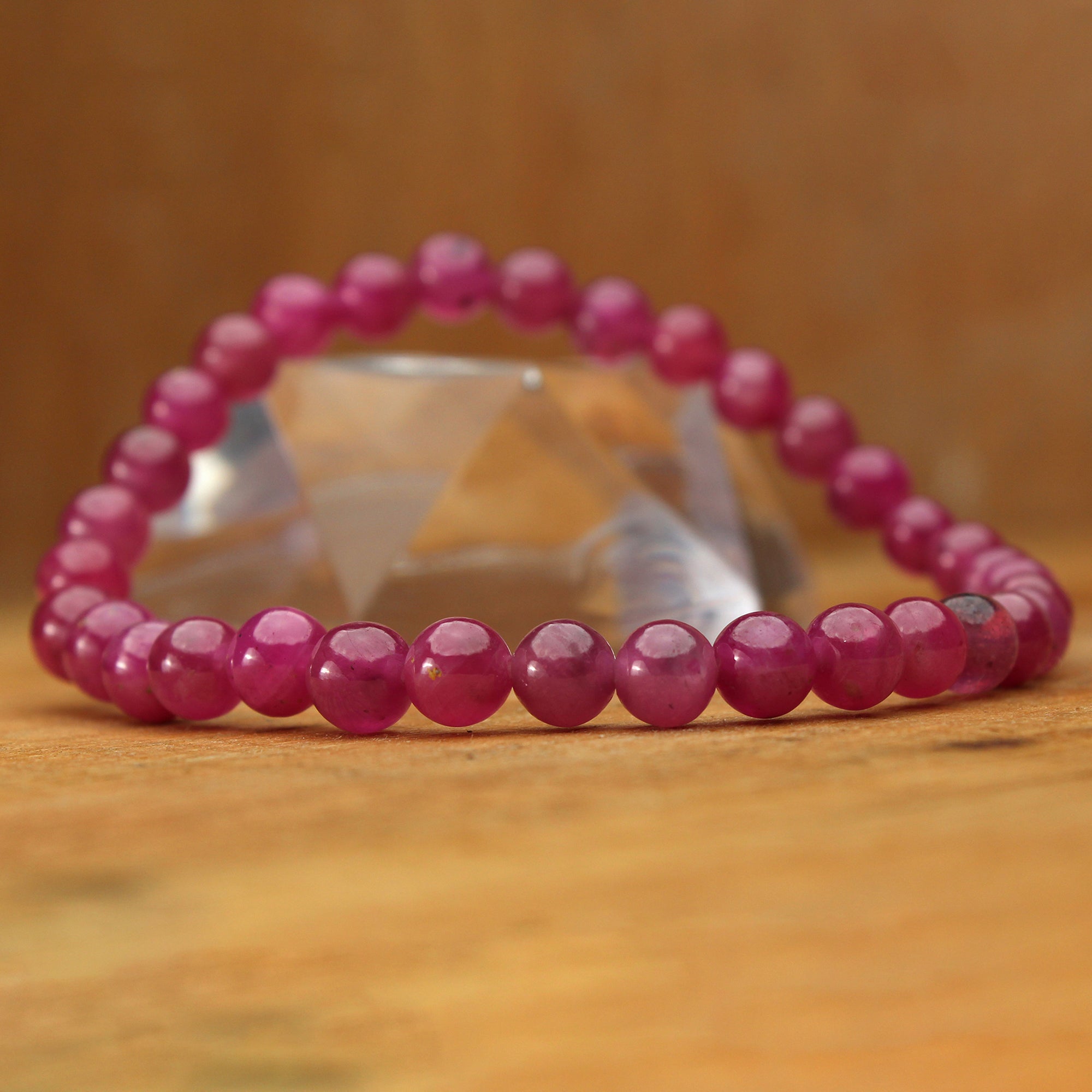 Natural Pink Sapphire Bracelet Round Plain Gemstone Beads Handmade 72 Ct