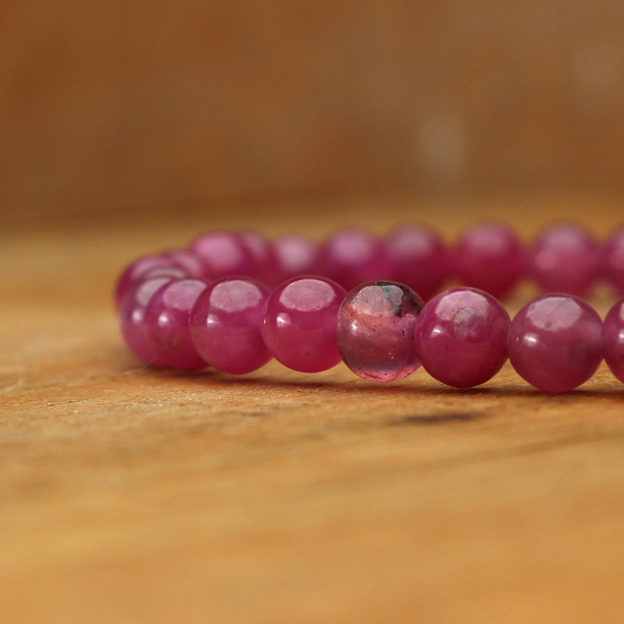 Natural Pink Sapphire Bracelet Round Plain Gemstone Beads Handmade 72 Ct