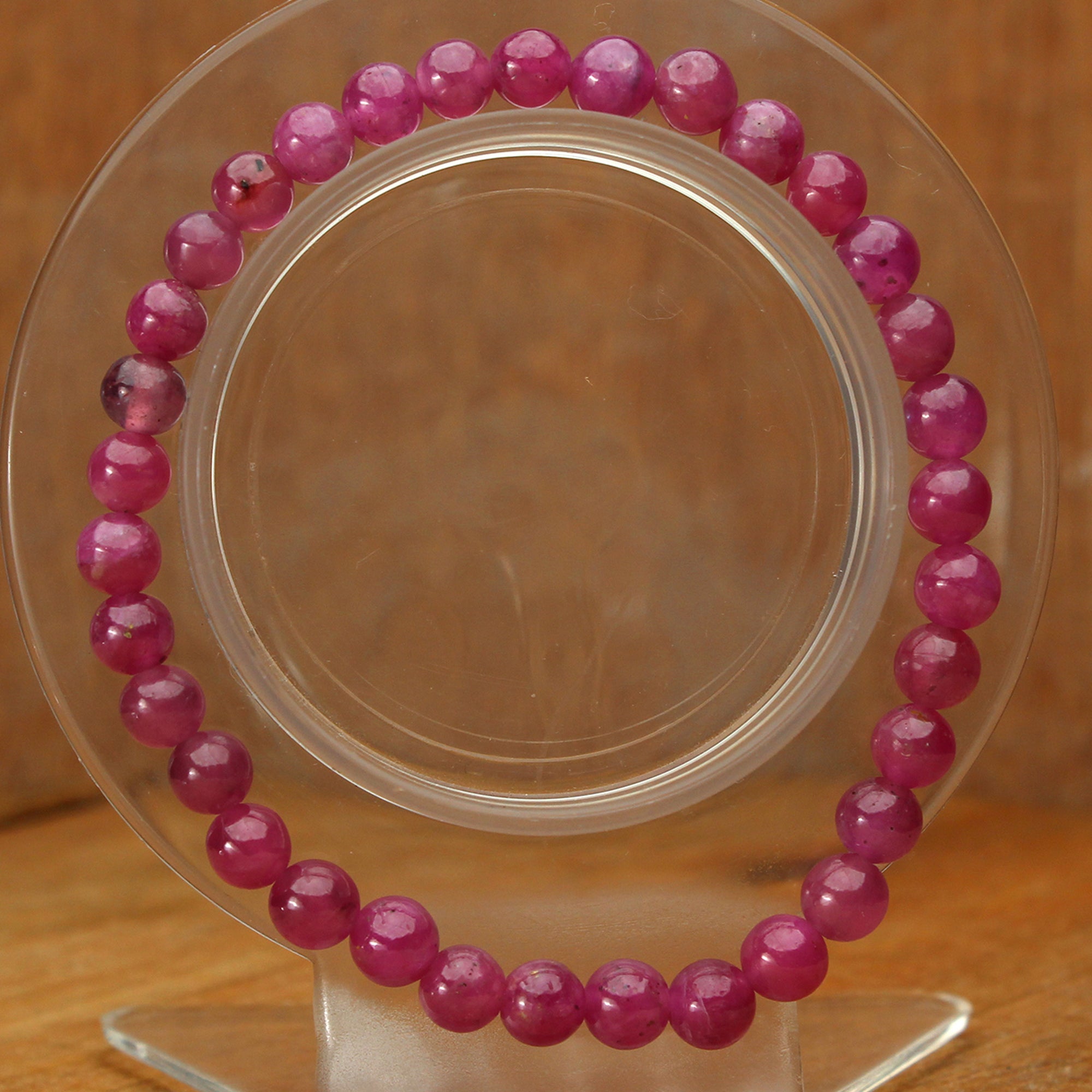 Natural Pink Sapphire Bracelet Round Plain Gemstone Beads Handmade 72 Ct
