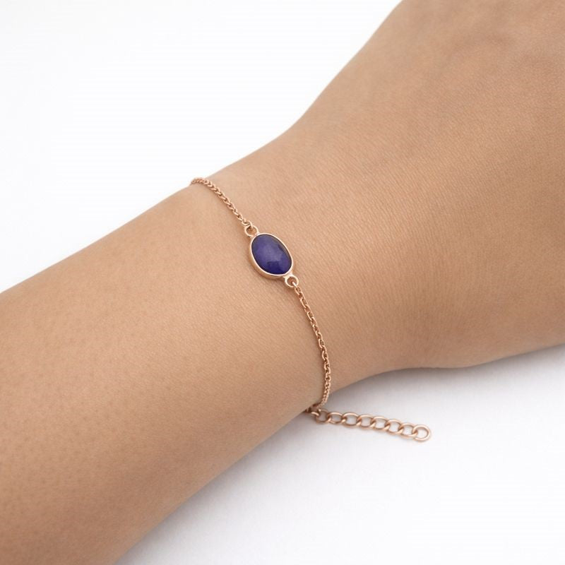 Royal Blue Lapis Lazuli Rose-Cut Bracelet Crafted in 925 Sterling Silver