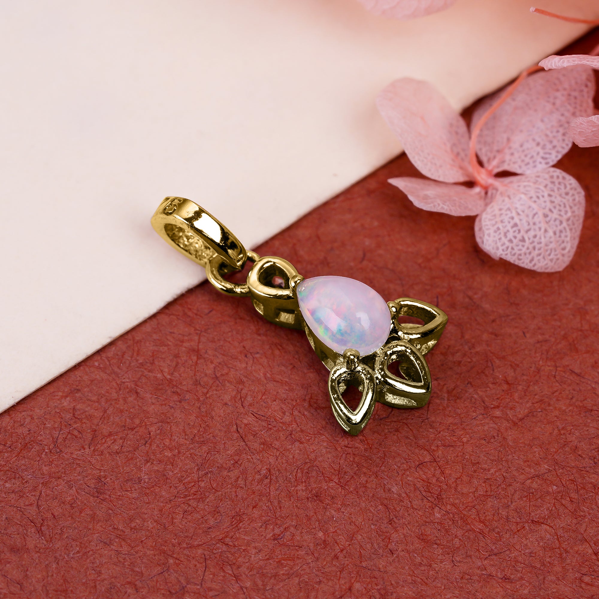 Natural Opal Necklace 4x6mm Pear Cabochon Pendant 925 Sterling Silver Solitaire Gemstone Jewelry