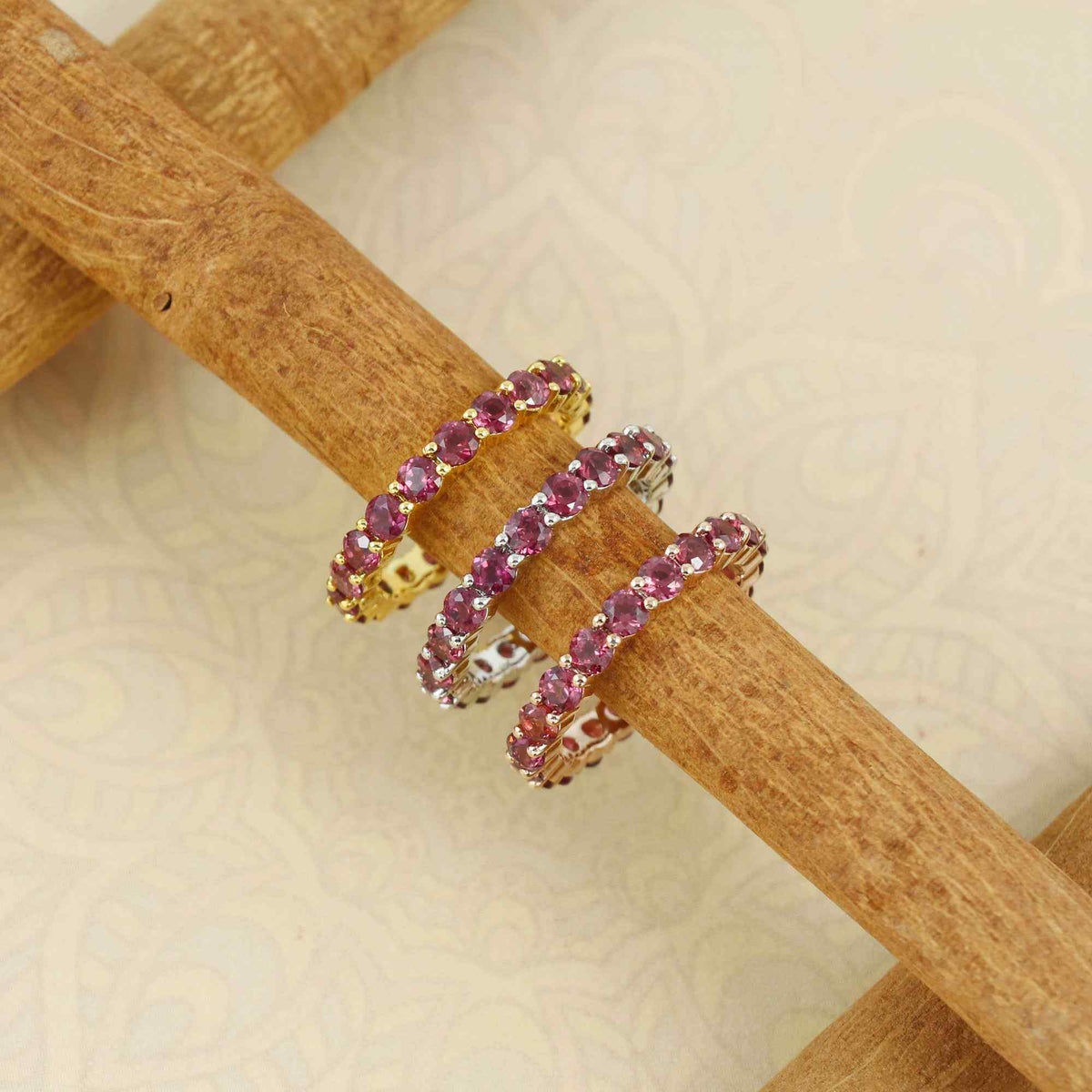 Natural Rhodolite 3mm Round Cut Ring 925 Sterling Silver Handmade Pink Purple Gemstone Solitaire Ring