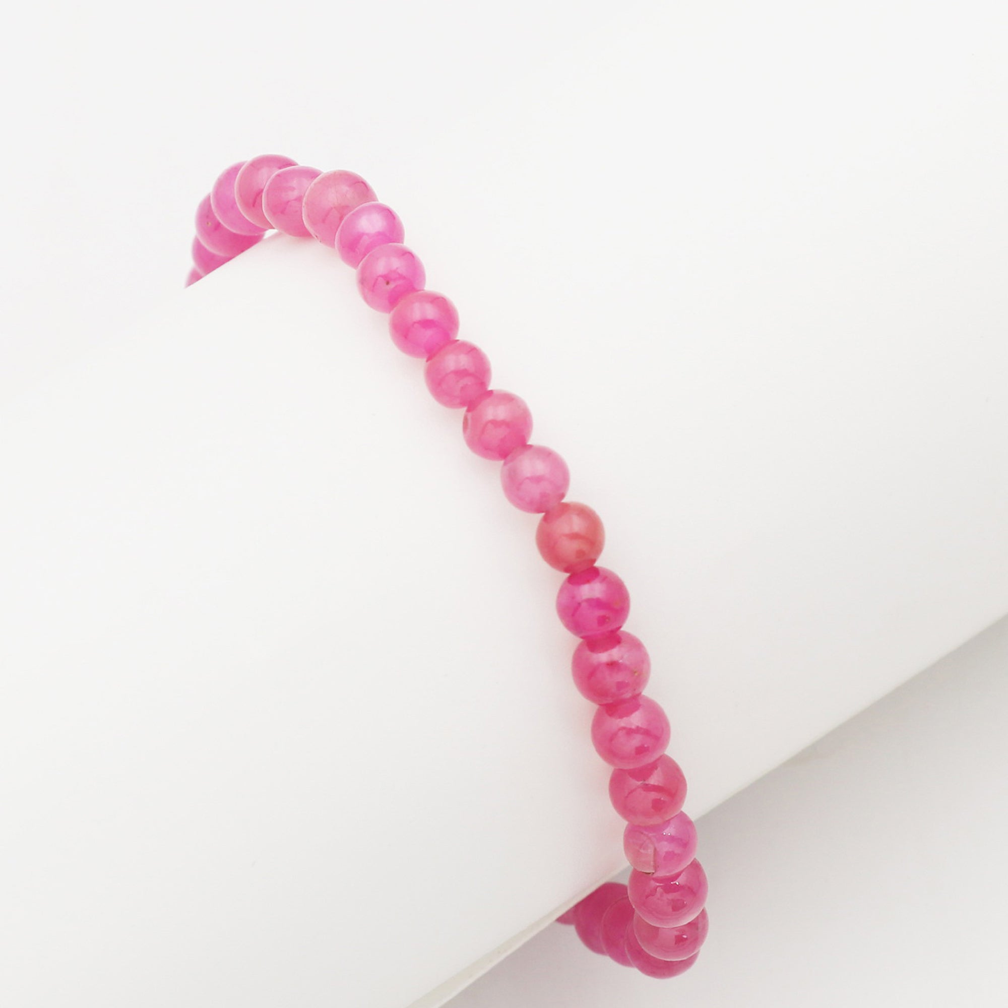 Natural Pink Sapphire Bracelet Round Plain Gemstone Beads Handmade 62 Ct