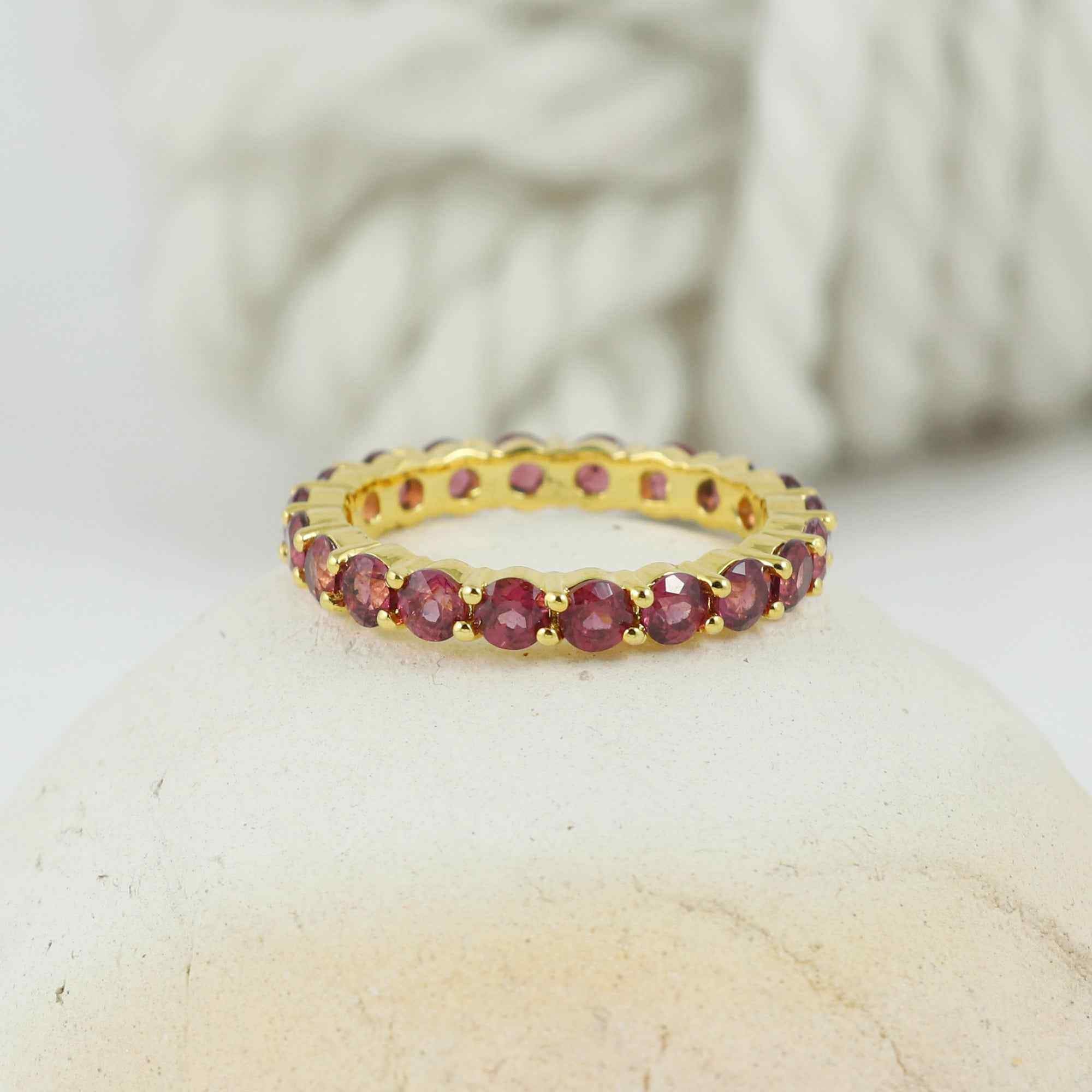 Natural Rhodolite 3mm Round Cut Ring 925 Sterling Silver Handmade Pink Purple Gemstone Solitaire Ring