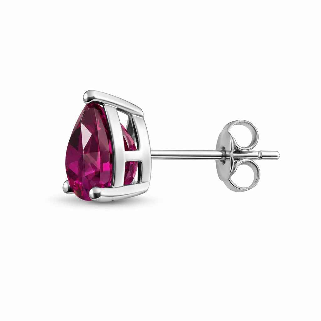 Rhodolite Garnet Stud Earrings in 925 Sterling Silver, Natural Rhodolite Cut Studs, Minimalist Gemstone Earrings
