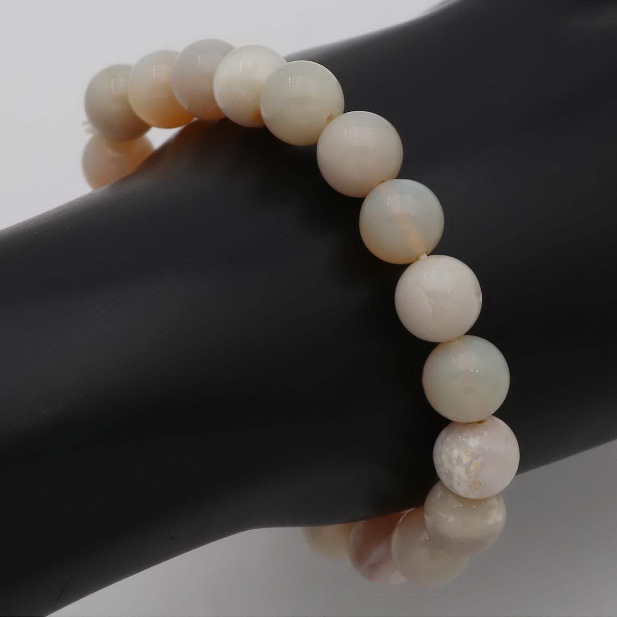 Australian Opal Bracelet 9.5–9.8mm Polished Round Beads Handmade 101 Ct