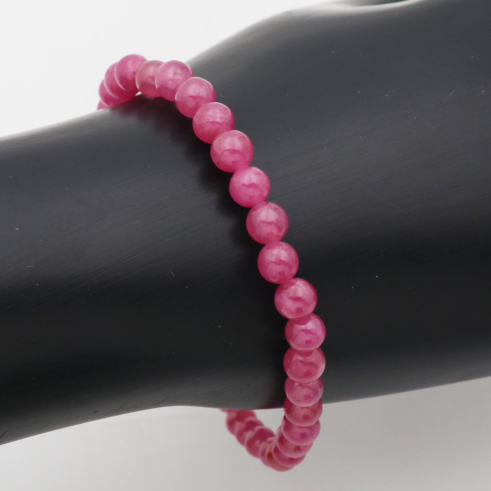 Natural Pink Sapphire Crystal Bead Bracelet Handmade Stretch Band Birthstone Jewelry 62 Ct