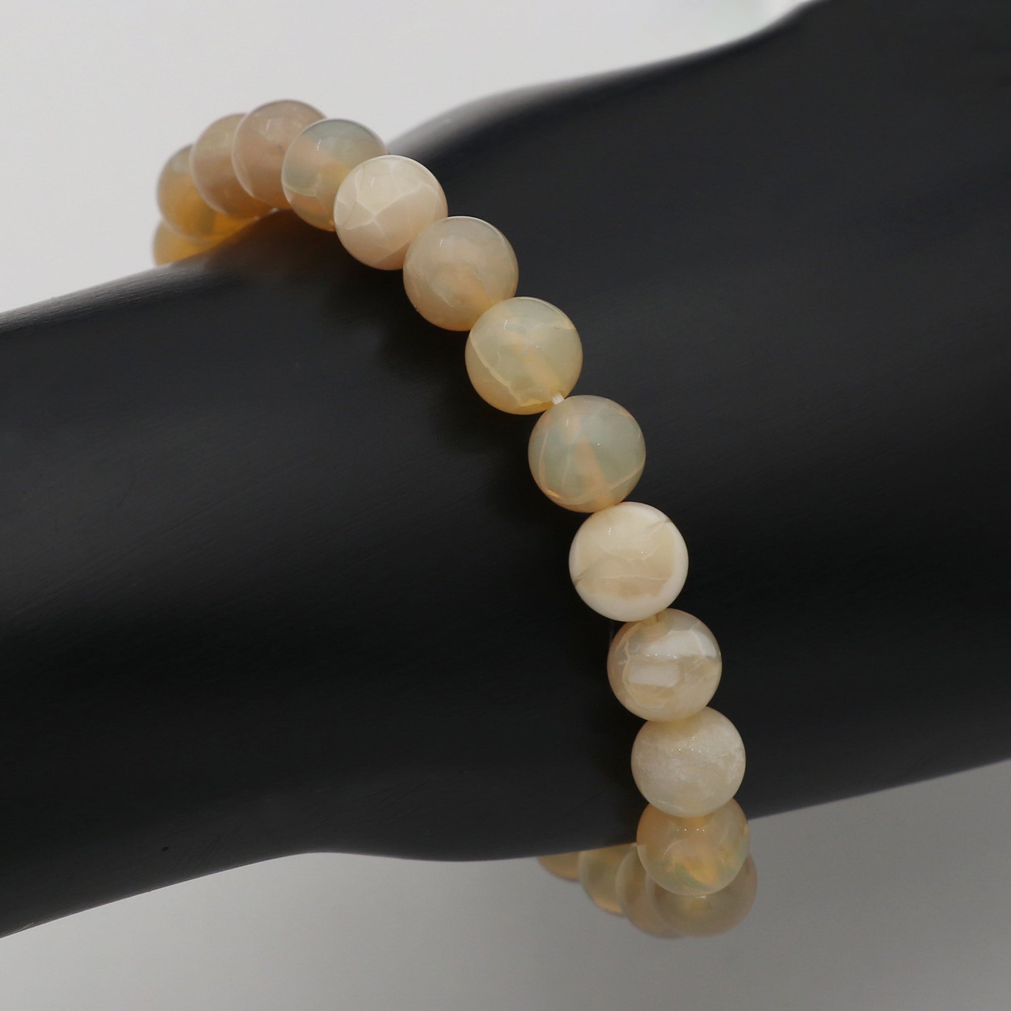 Australian Opal Gemstone Bracelet 8mm Round Beads 69 Ct Natural Handmade Jewelry