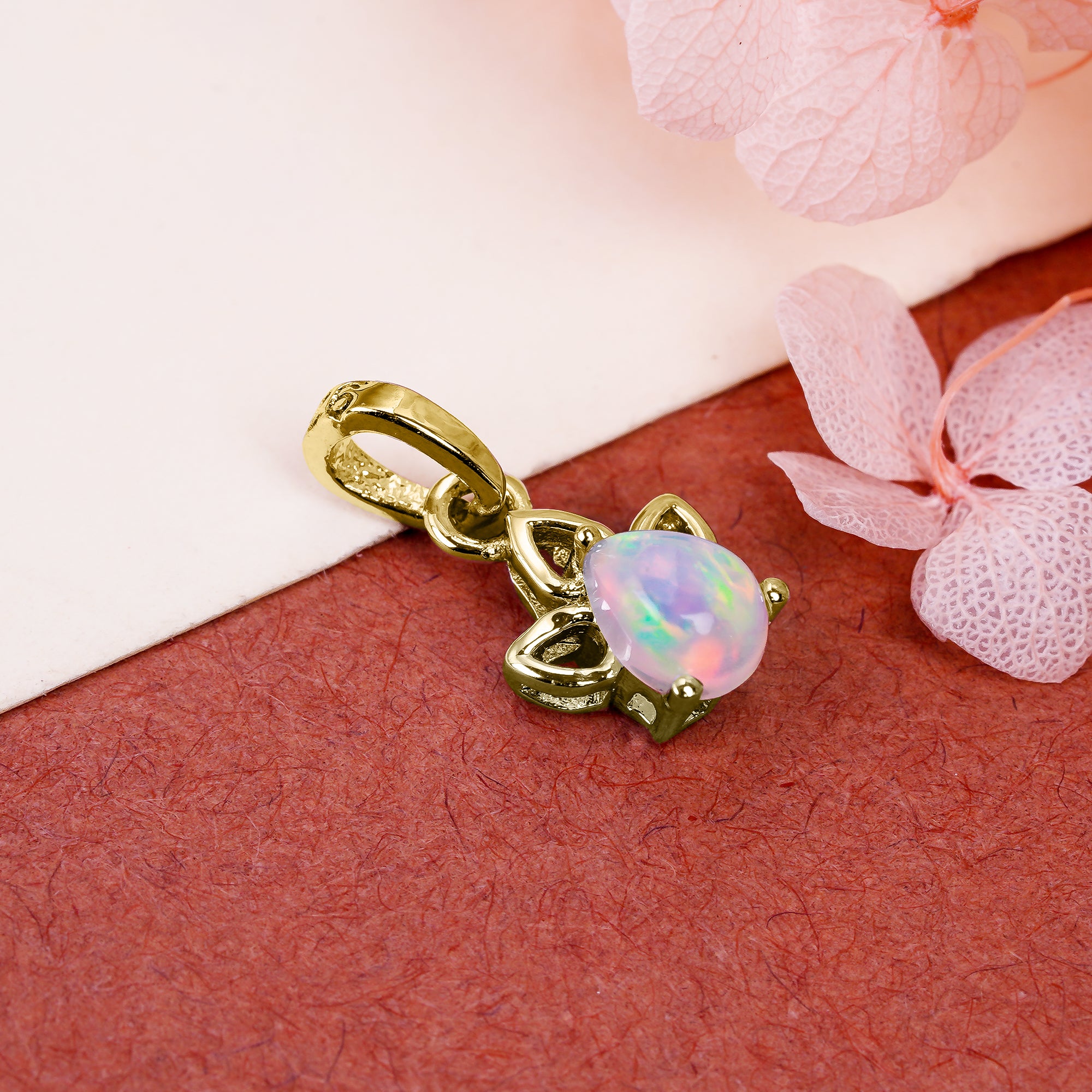 Opal Pendant 6x4mm Pear Cabochon 925 Sterling Silver Constellation Jewelry Charm