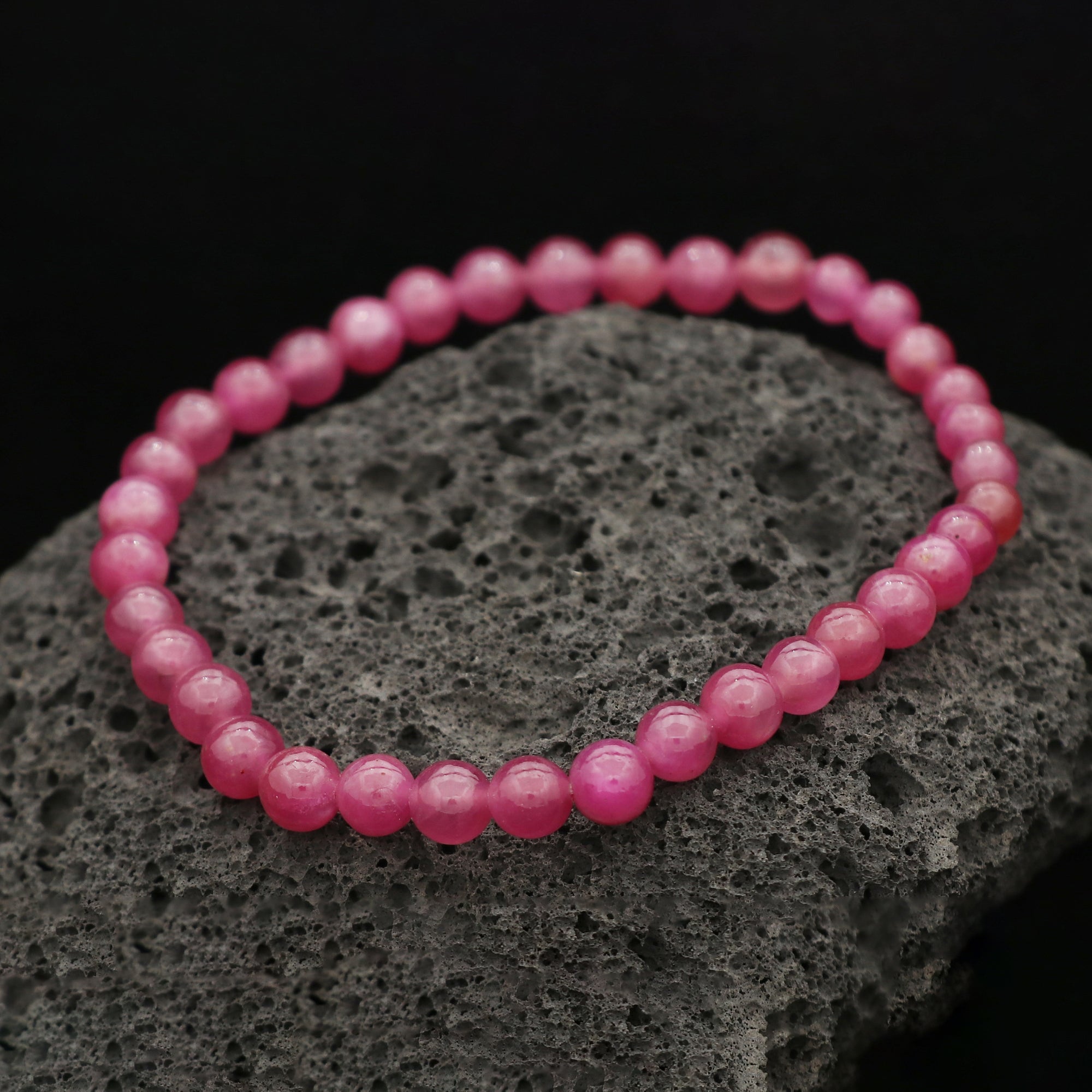 Natural Pink Sapphire Bracelet Round Plain Gemstone Beads Handmade 62 Ct