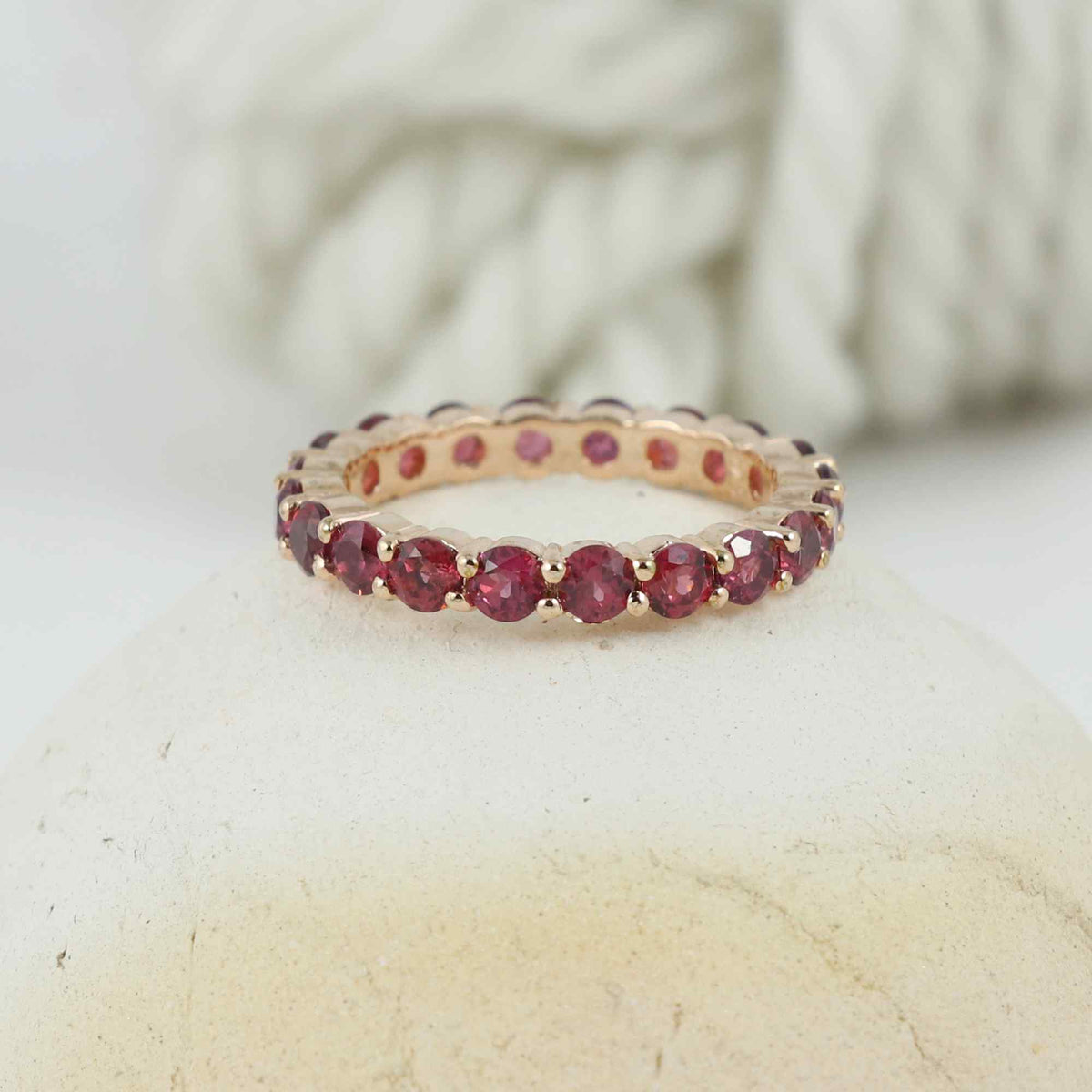 Natural Rhodolite 3mm Round Cut Ring 925 Sterling Silver Handmade Pink Purple Gemstone Solitaire Ring