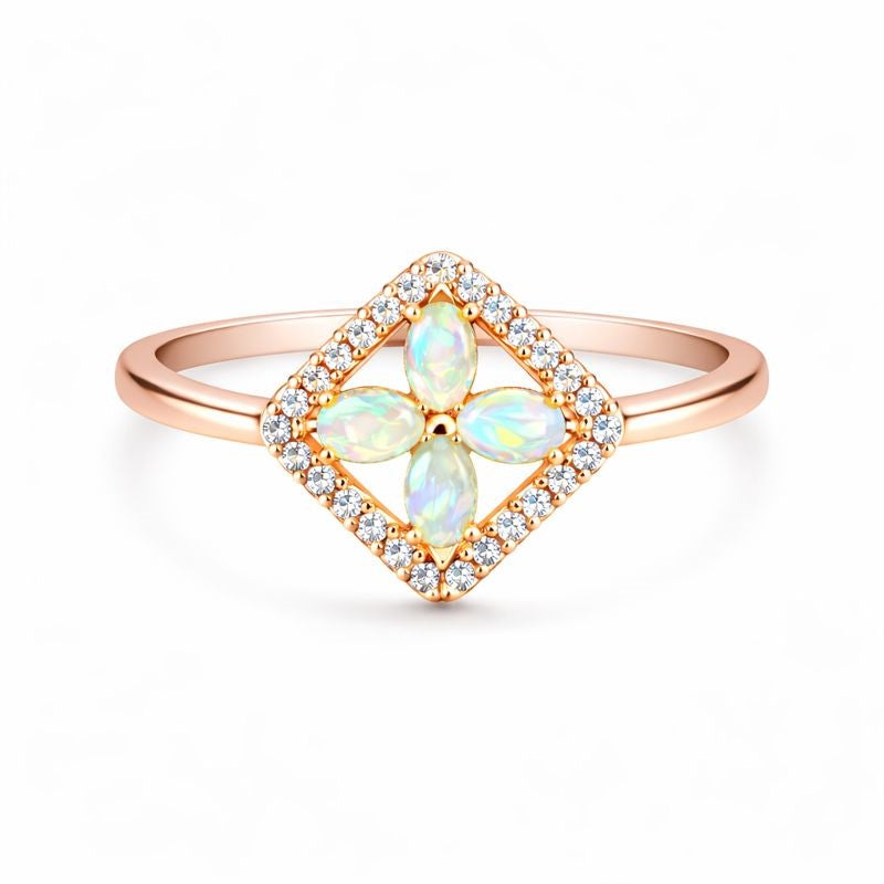 Delicate White Ethiopian Opal Ring 3x5mm Oval Cabochon 925 Sterling Silver Handmade Stackable Ring
