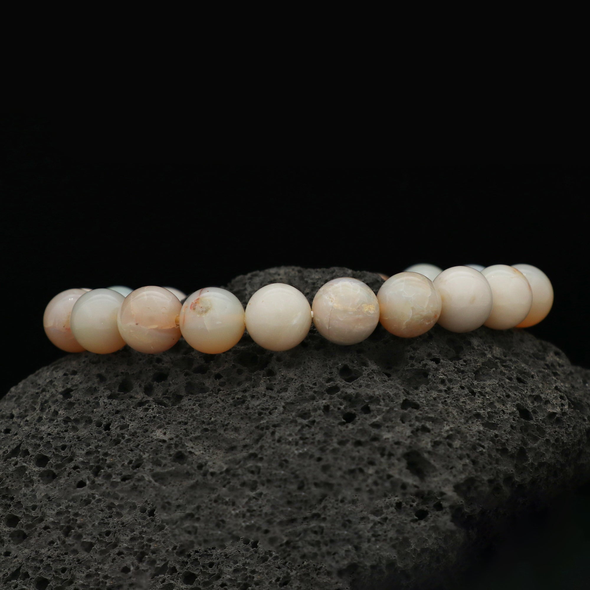 Australian Opal Bracelet 9.5–9.8mm Polished Round Beads Handmade 101 Ct