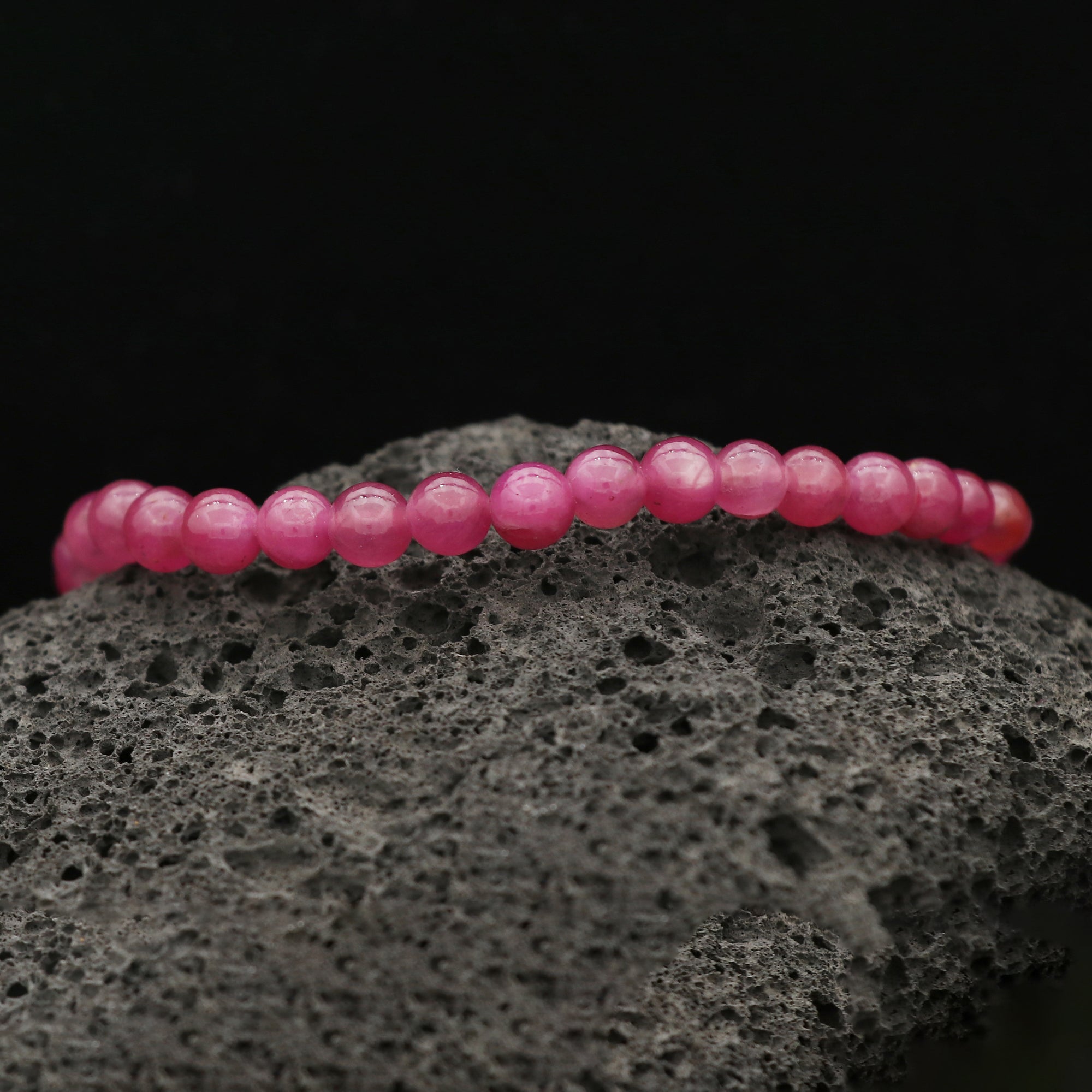 Natural Pink Sapphire Bracelet Round Plain Gemstone Beads Handmade 62 Ct