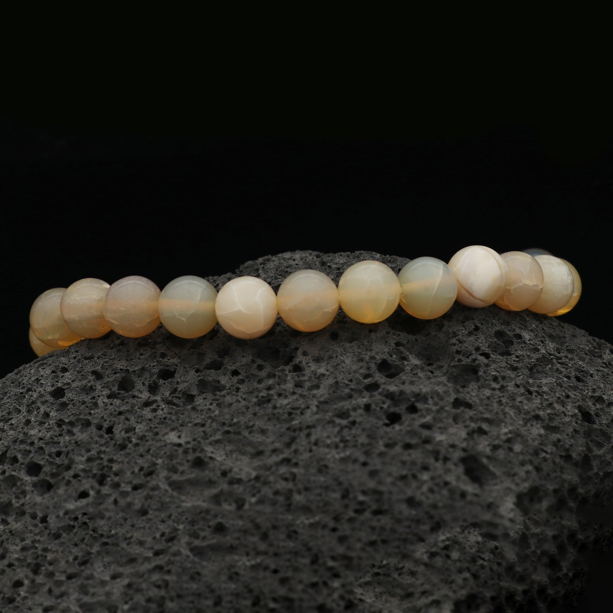 Australian Opal Gemstone Bracelet 8mm Round Beads 69 Ct Natural Handmade Jewelry
