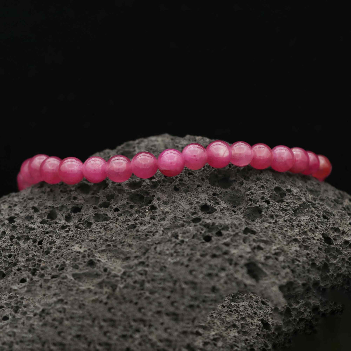 Natural Pink Sapphire Crystal Bead Bracelet Handmade Stretch Band Birthstone Jewelry 62 Ct